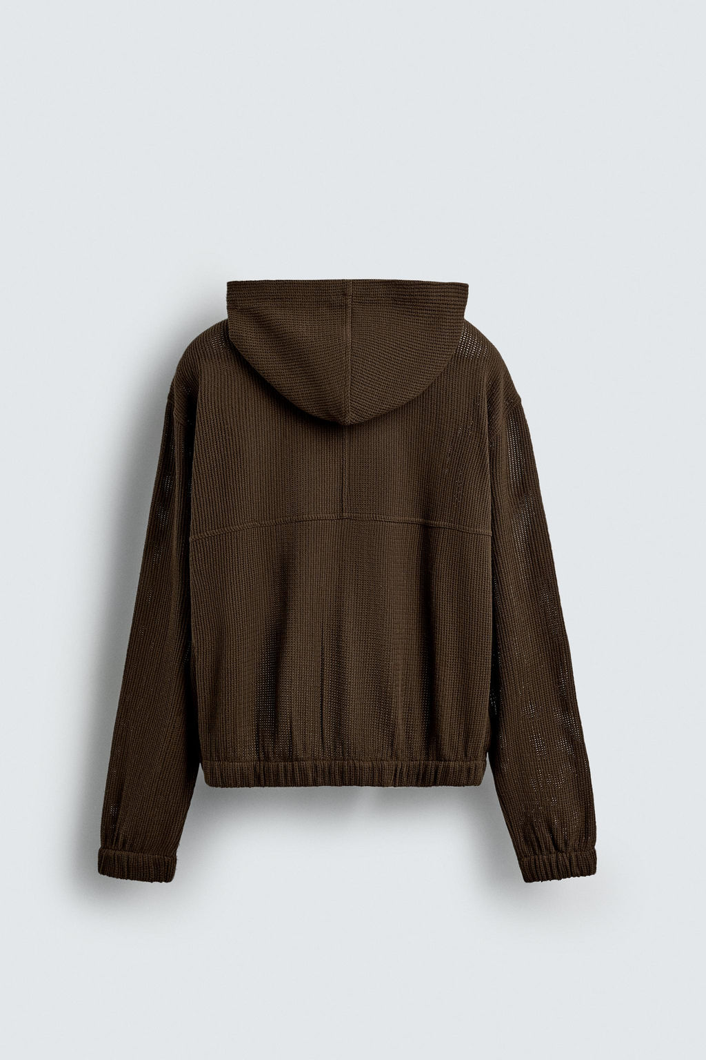 HOODED KNIT TEXTURED OVERSHIRT