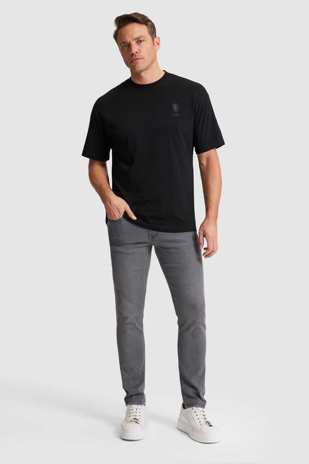 Erkek Siyah Comfort Fit Bisiklet Yaka Basic Ti__rt