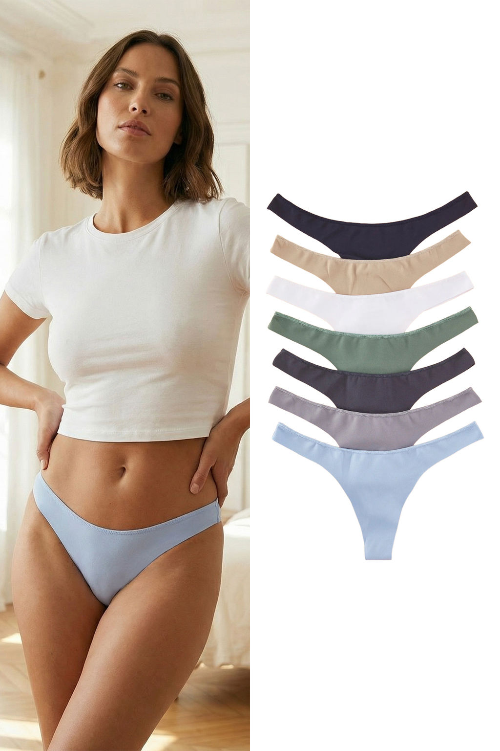 Trendyolmilla Siyah-Cok Renkli 7li Paket Dikissiz/Iz Yapmaz Lazer Kesim Micro Tanga Orme Kulot THMSS25KU00036  фото 17
