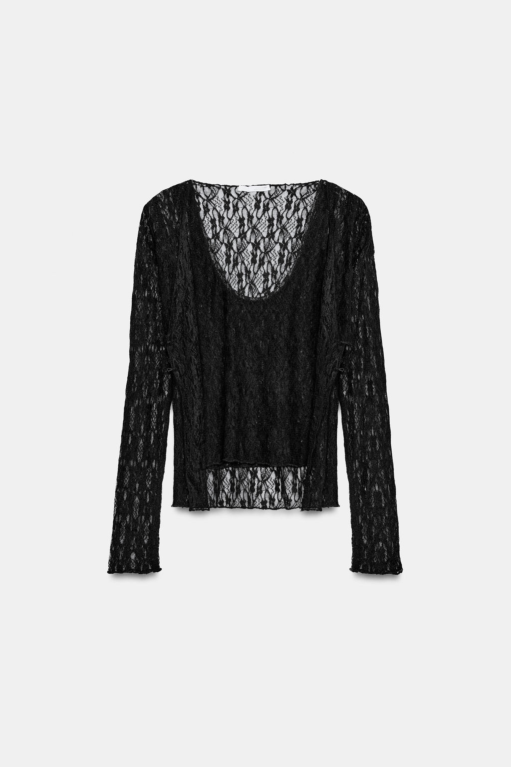 TOP ENCAJE EFECTO DOBLE / Negro - Zara фото 7