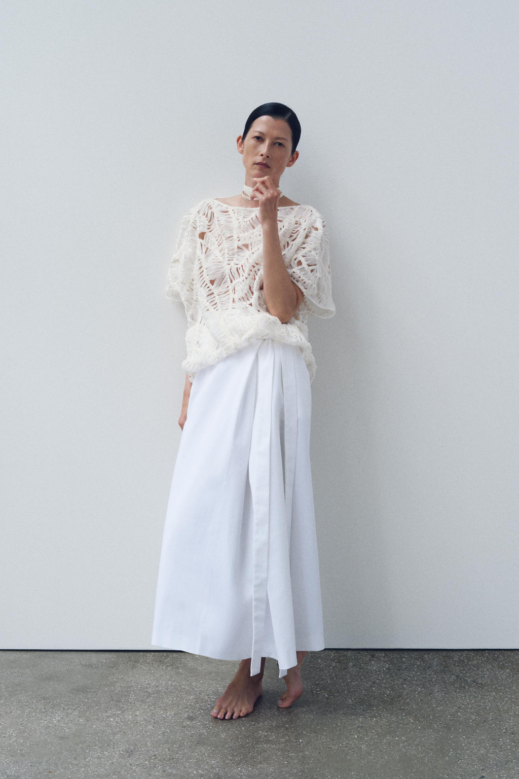 ZW COLLECTION ASYMMETRIC MIDI SKIRT