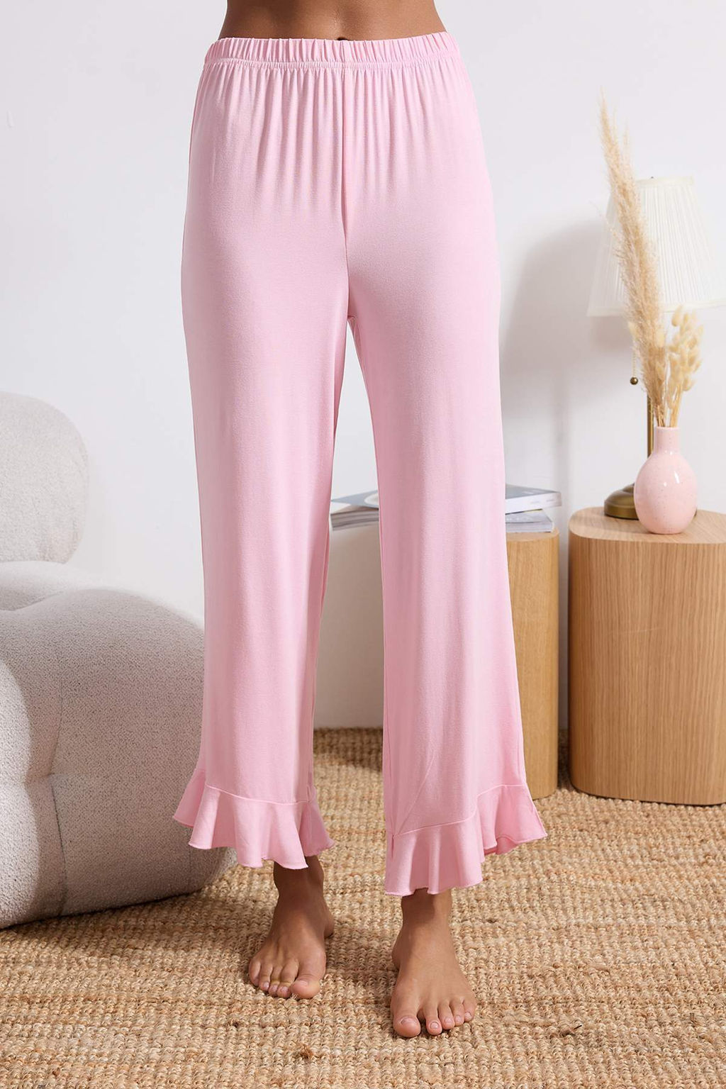 Pembe Volanl? Viskon Orme Pijama Tak?m? THMSS26PT00050 - Trendyolmilla фото 3