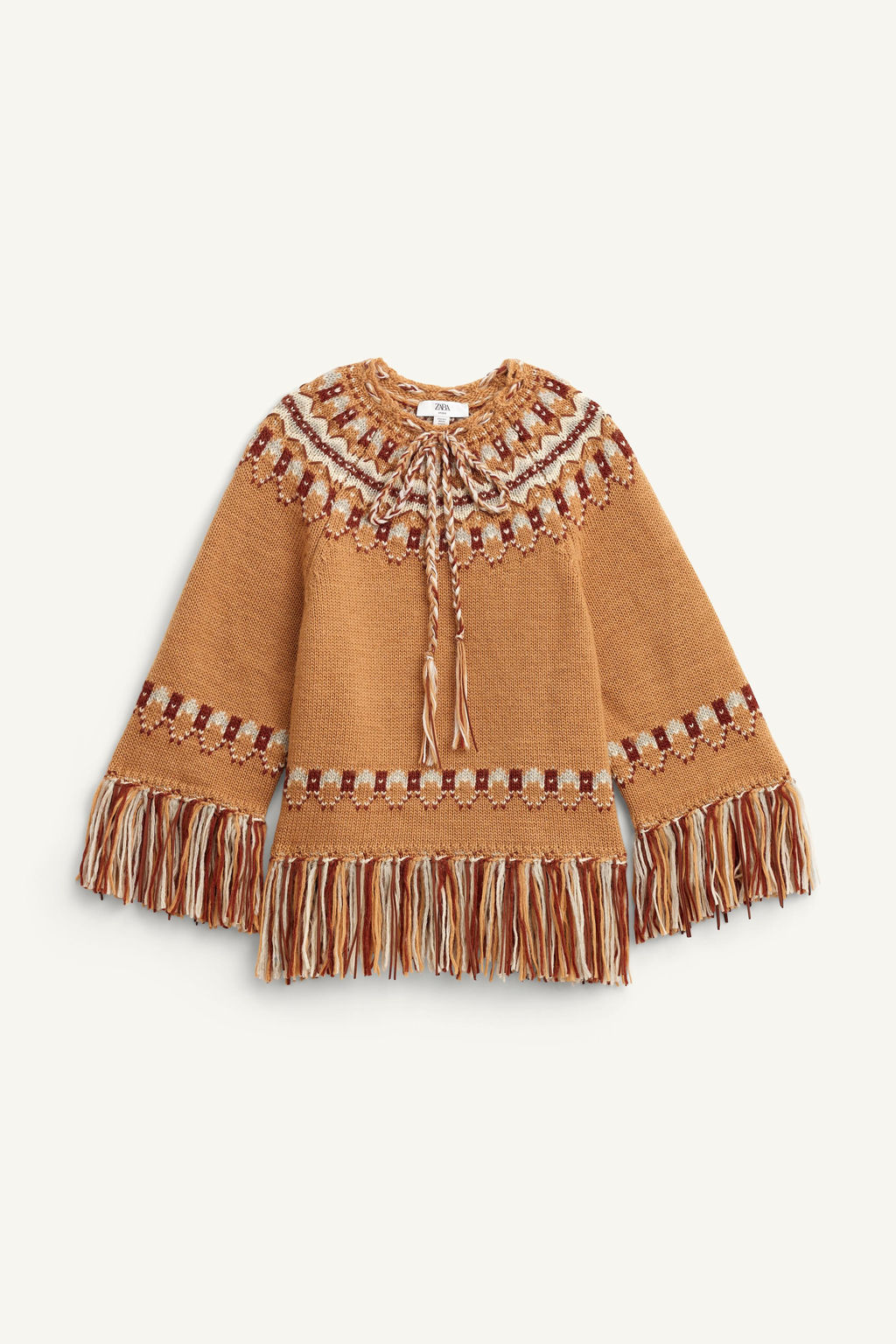LIMITED EDITION 100% WOOL JACQUARD KNIT PONCHO - Zara фото 5