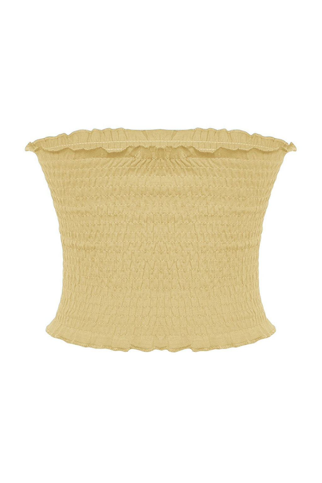 Ac?k Sar? Straplez Gipeli Fitted Esnek Orme Bluz TWOSS23BZ01011 - Trendyolmilla фото 9