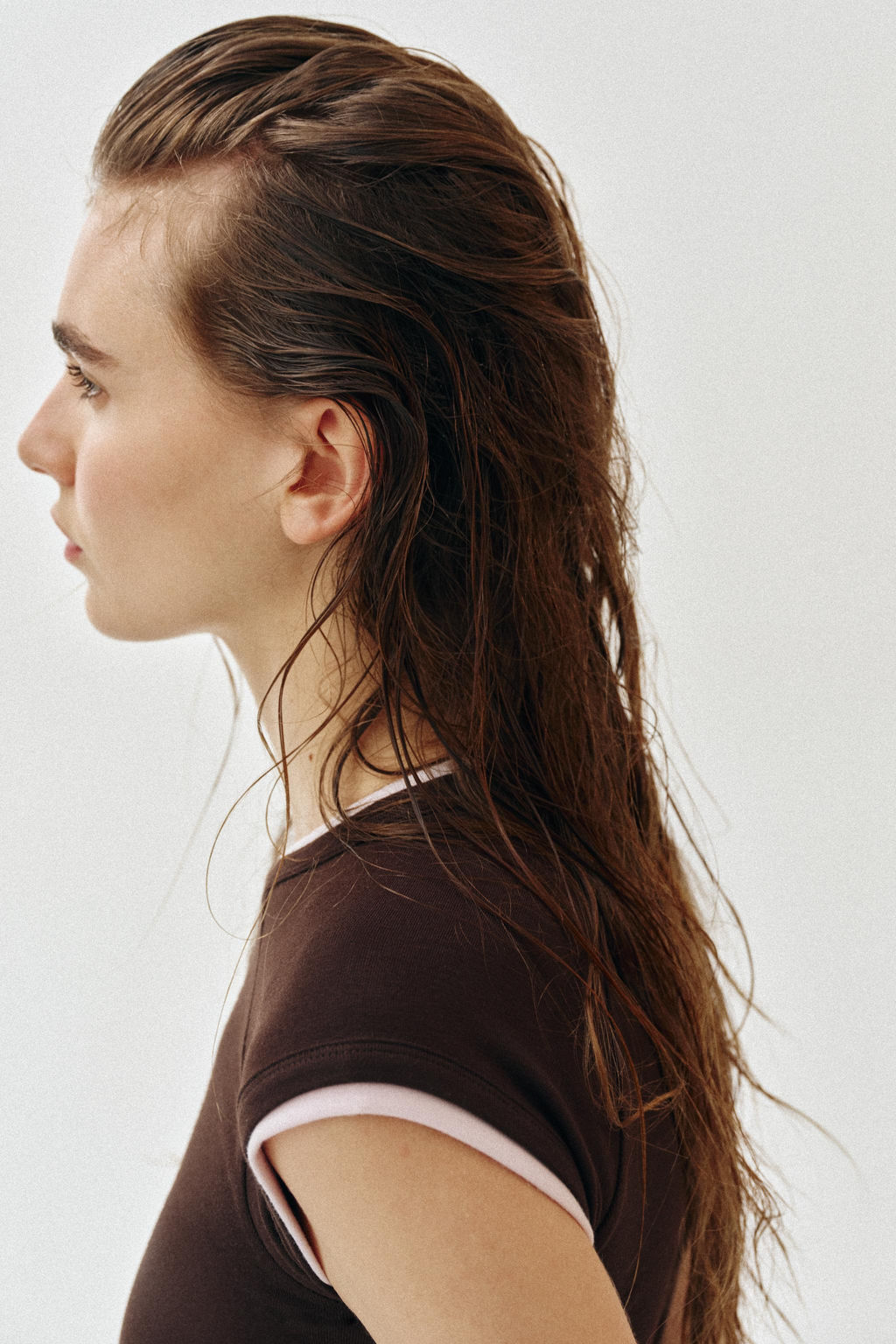 CAMISETA EFECTO DOBLE MANGA CORTA / Chocolate - Zara фото 7