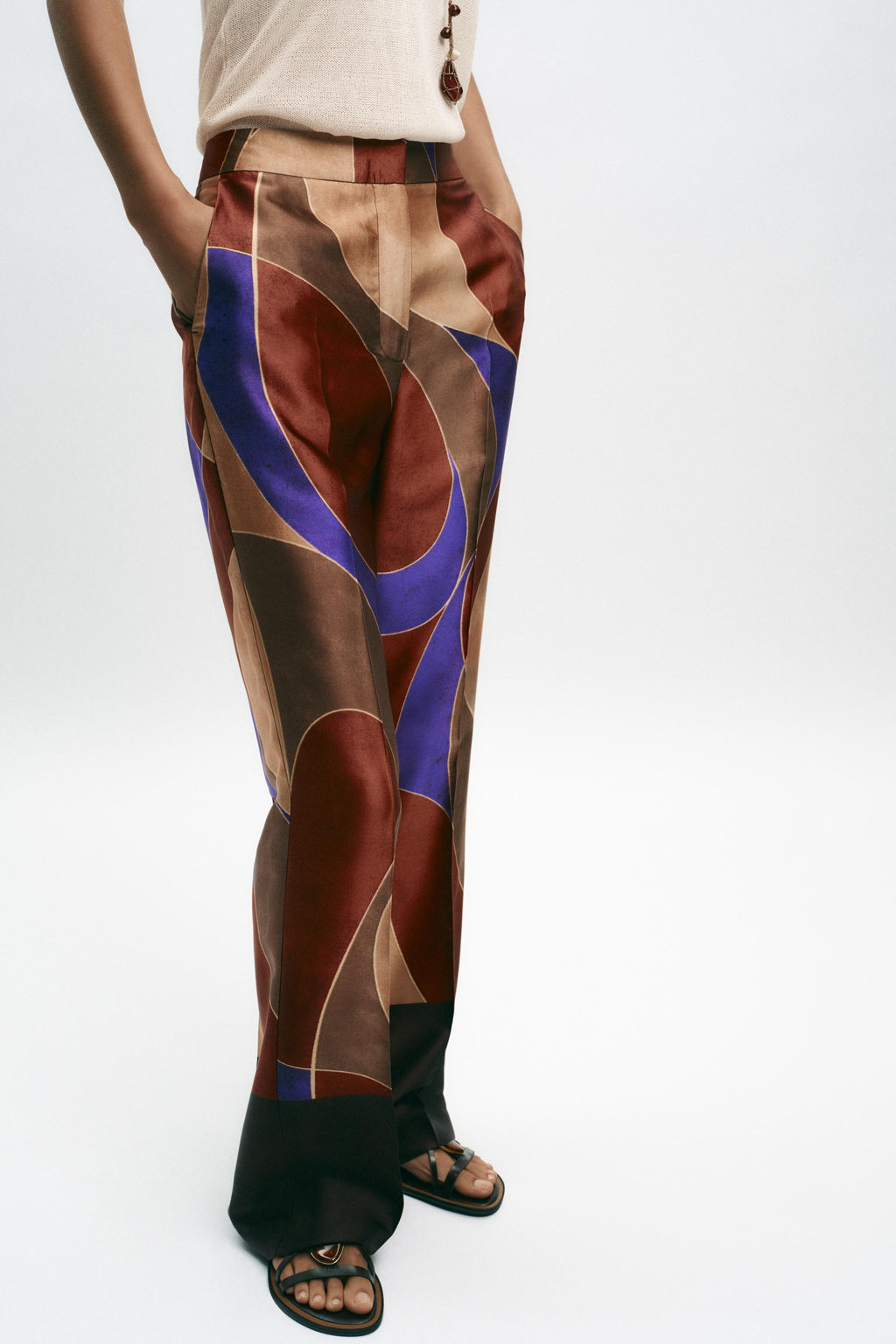 PRINTED SATIN TROUSERS - Zara фото 4