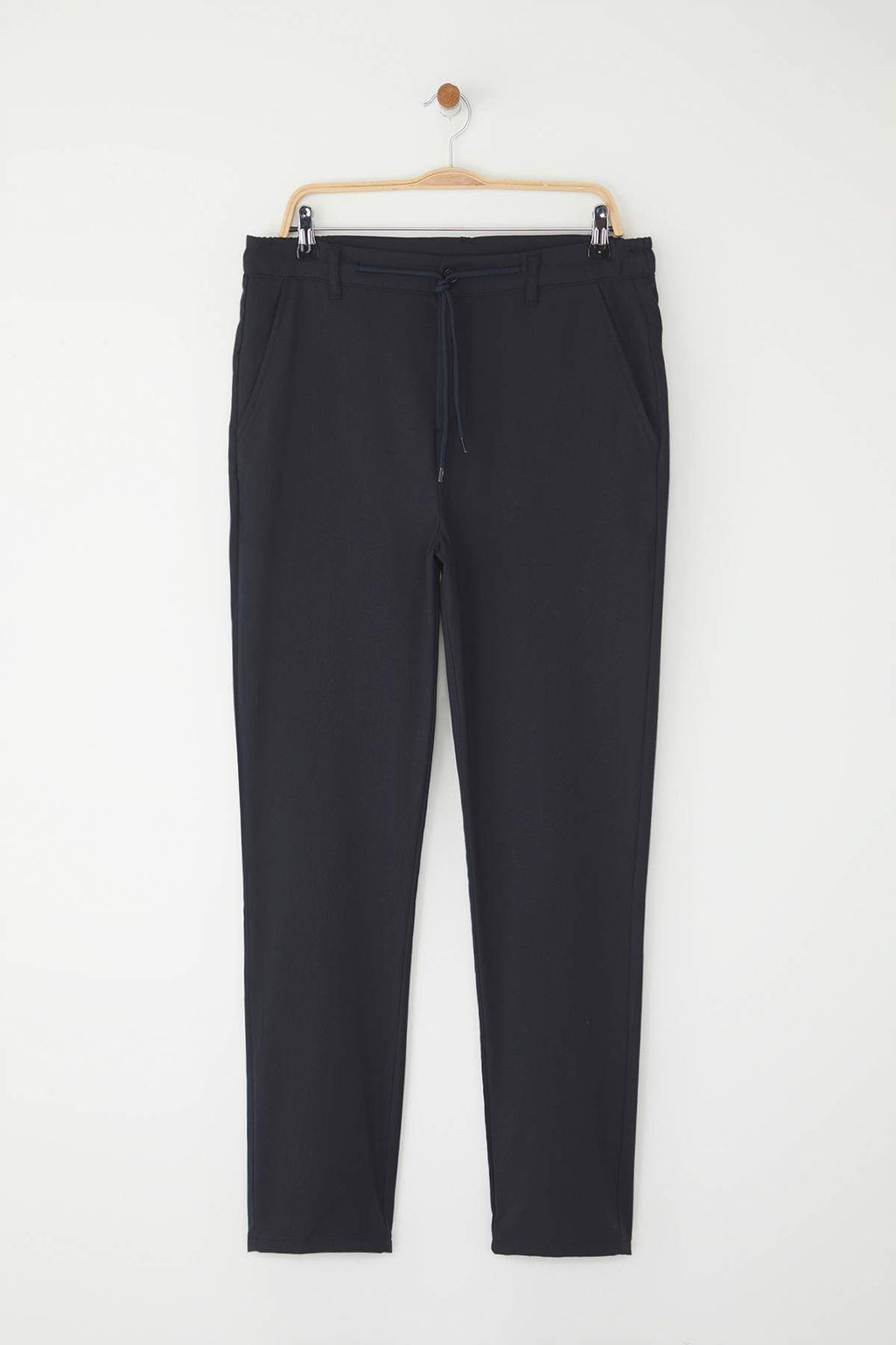 Lacivert Slim Fit Beli Baglama Detayl? Lastikli Kumas Dokuma Pantolon TMNAW25PL00027