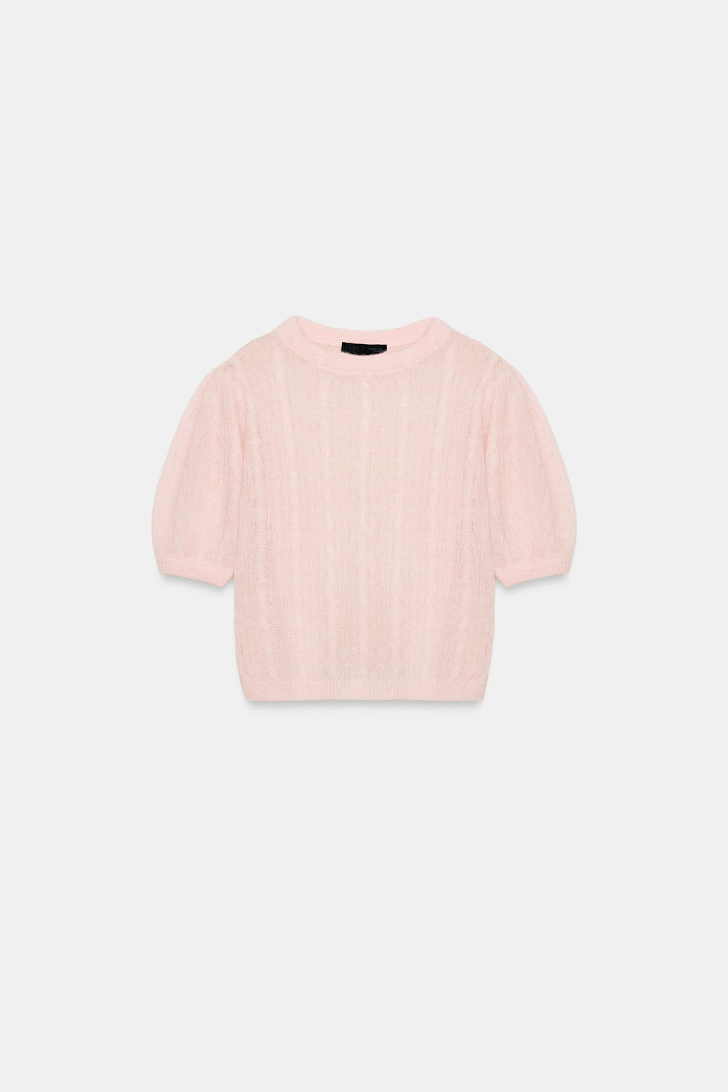 WOOL BLEND CABLE-KNIT SHORT SLEEVE JUMPER - Zara фото 6