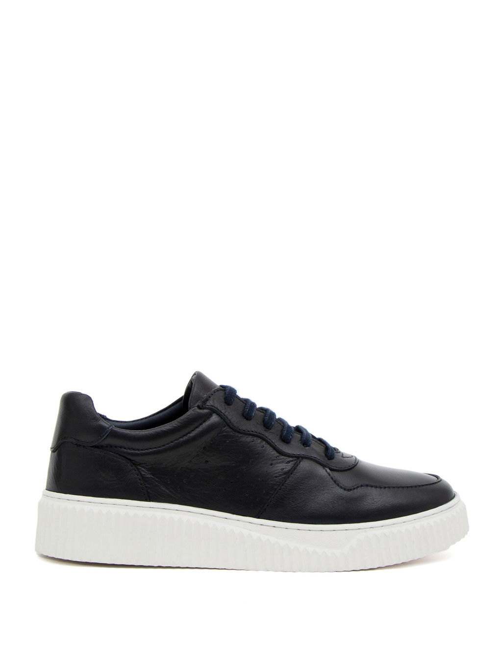 Lacivert %100 Deri Casual Ayakkab_