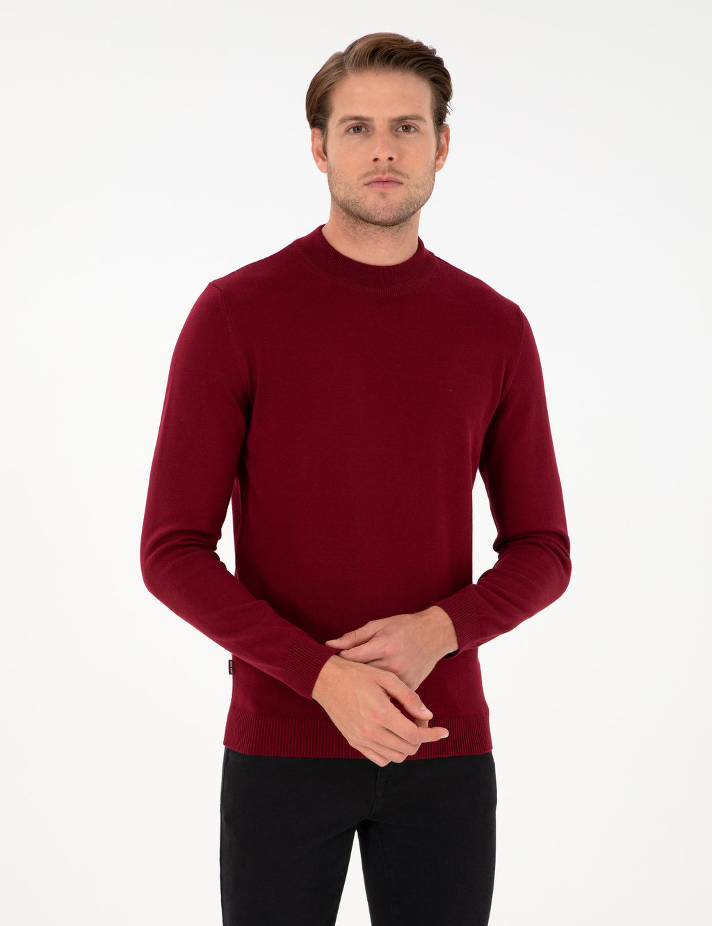 Vi_ne Slim Fit Yar_m Bal_k__ Yaka Basic Triko Kazak