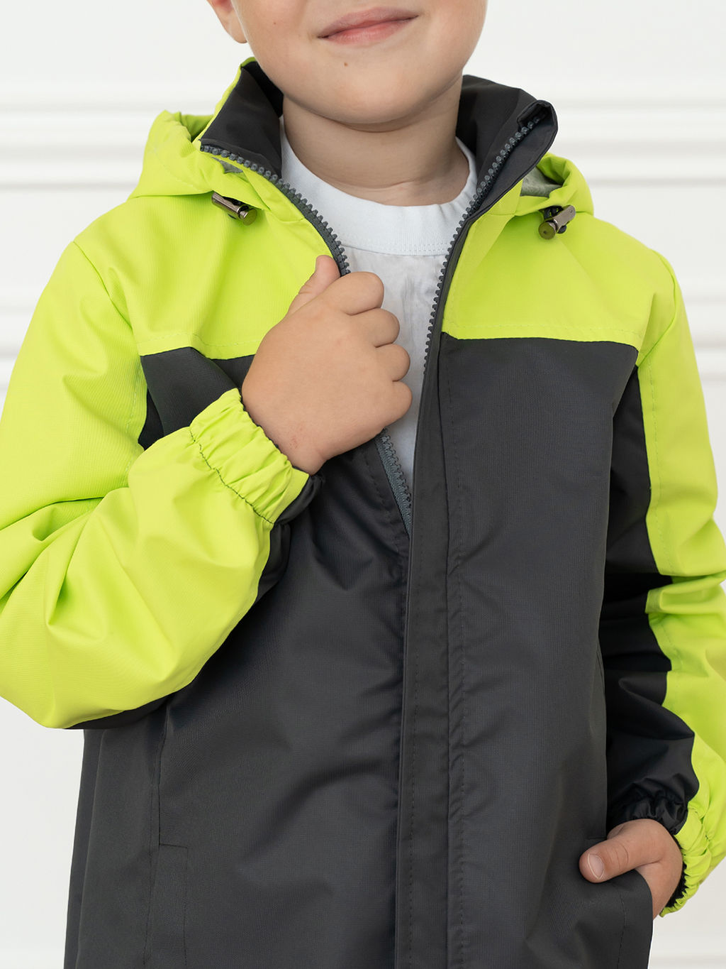 Ветровка детская серо-салатовая 20-019/1 (110-116, 60)