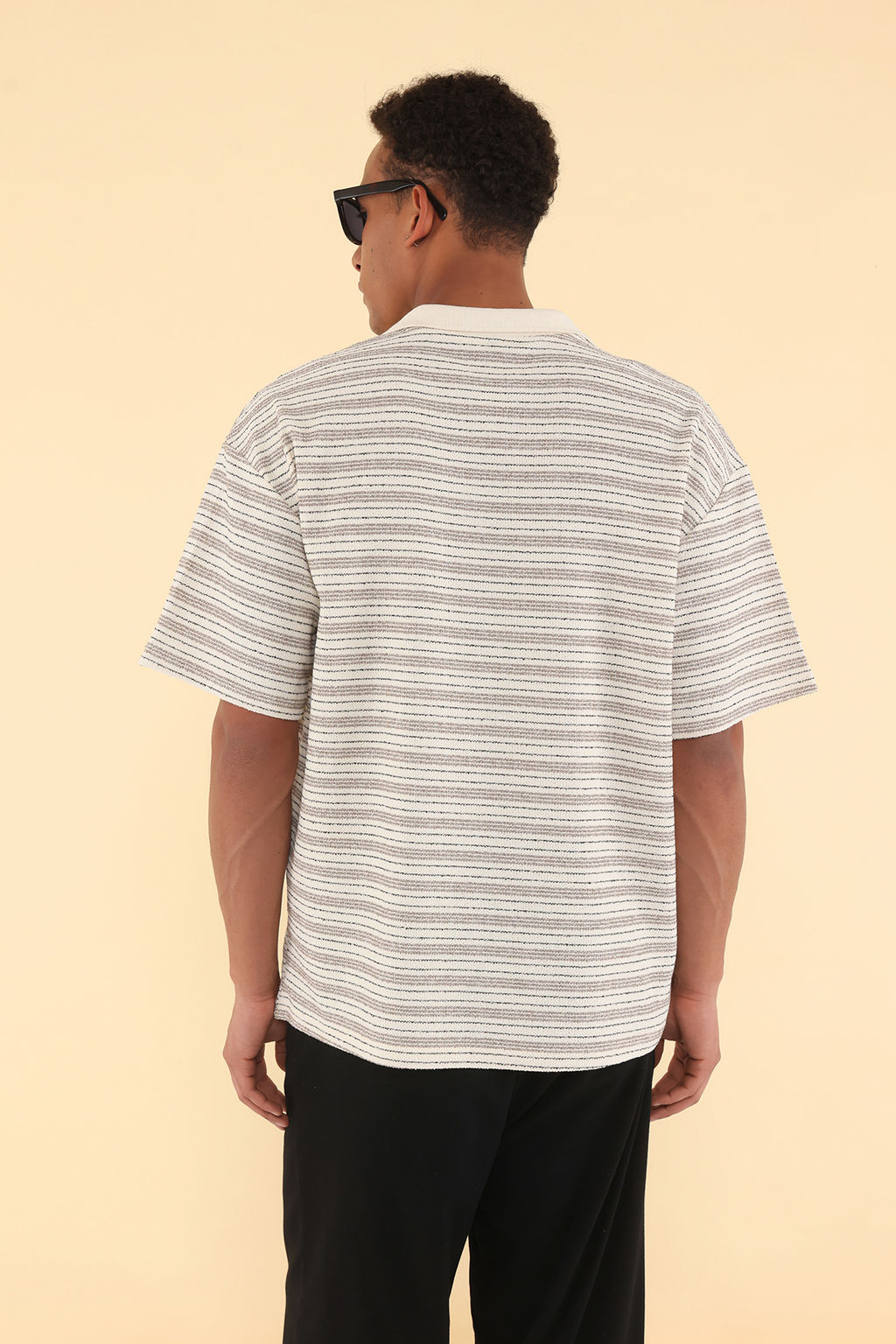TRENDYOL MAN Unisex Mavi Oversize/Genis Kesim Cizgili Polo Yaka T-shirt TMNSS25PO00012 - Trendyolmilla фото 5