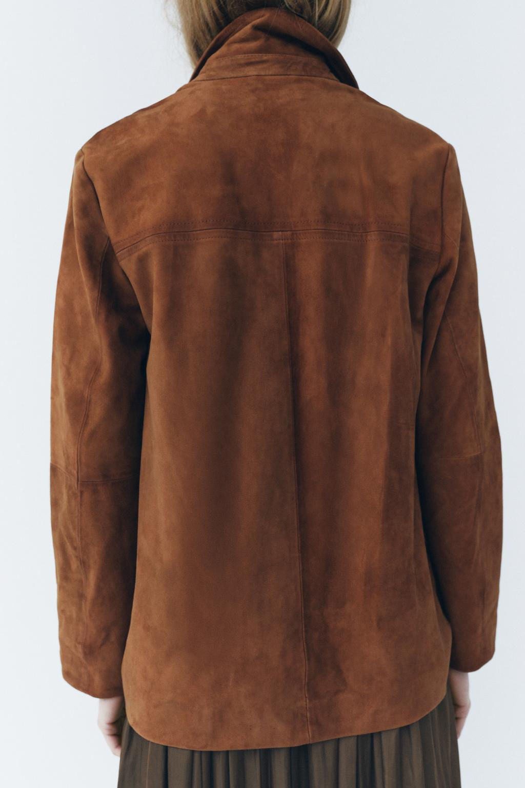 ZW COLLECTION LIMITED EDITION 100% SUEDE OVERSIZE BLAZER - Zara фото 14