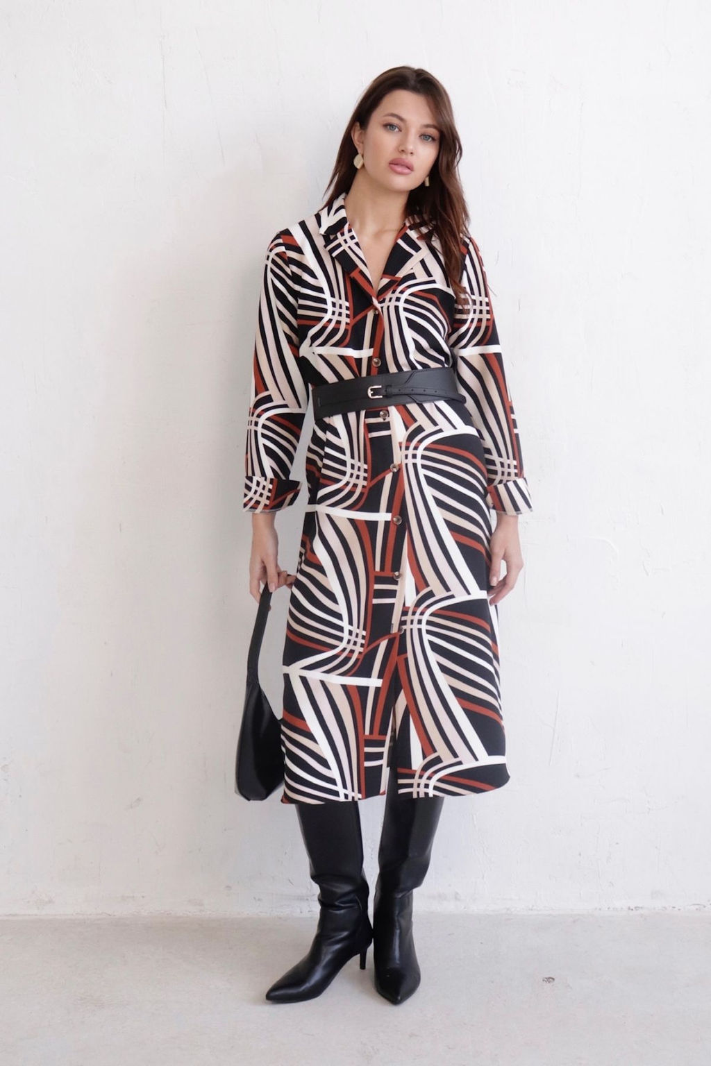 Платье-рубашка с английским воротником принт - Martichelli фото 272
