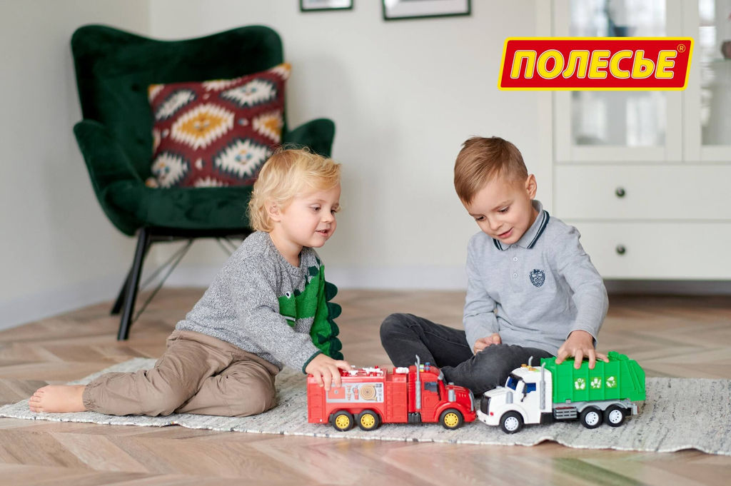 Профи, автомобиль коммунальный инерционный (со светом и звуком) (зелёный) (в коробке) - Полесье фото 10