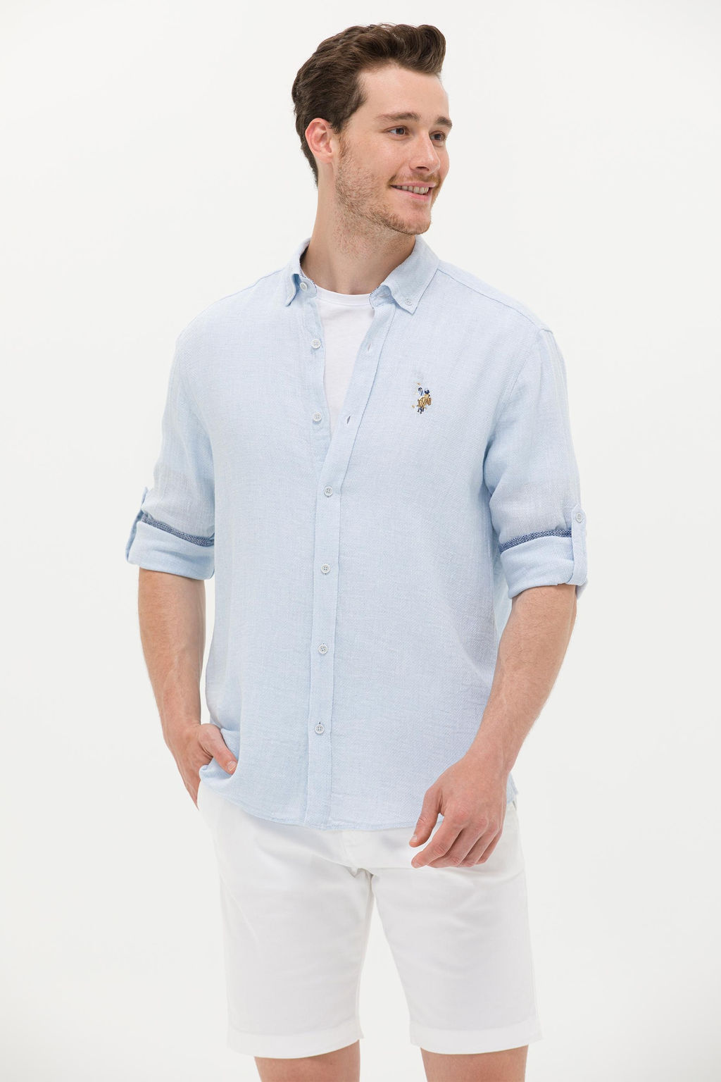 U. S. Polo Assn / Мужская голубая рубашка с длинным рукавом - U.s. polo assn фото 8