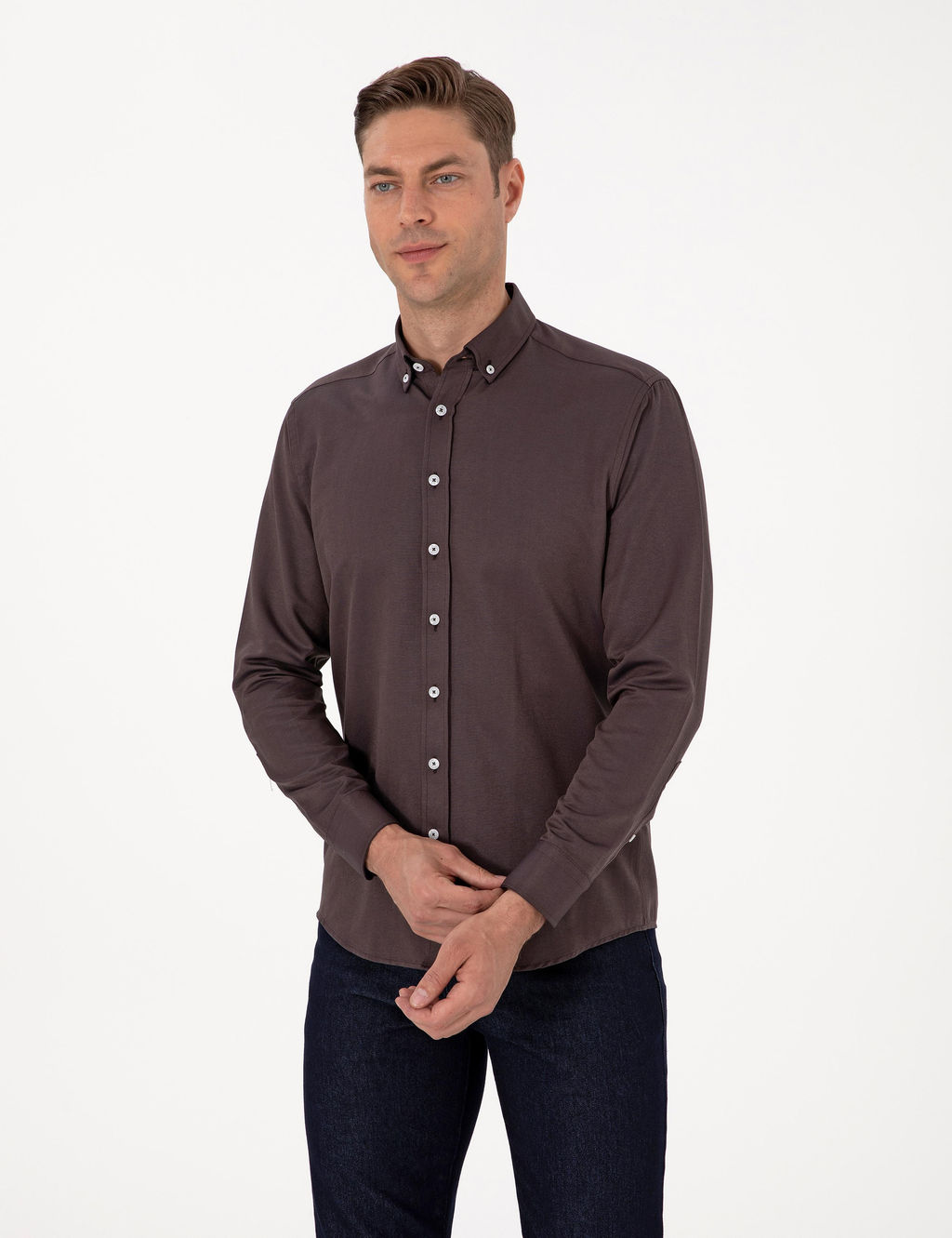 Koyu Kahverengi Regular Fit Uzun Kollu G_mlek - Pierre cardin фото 3