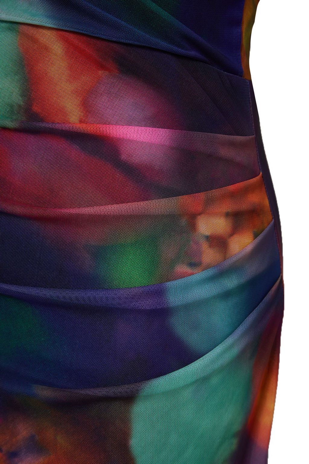 Cok Renkli Desenli Astarl? Tul Orme S?k Abiye Gece Mezuniyet Elbisesi TPRSS25EL00015