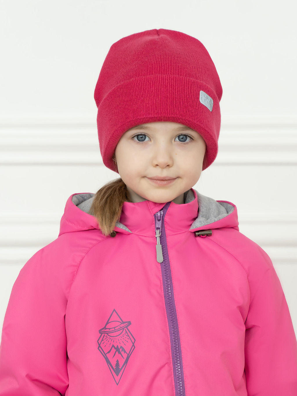 Шапка вязаная розовая