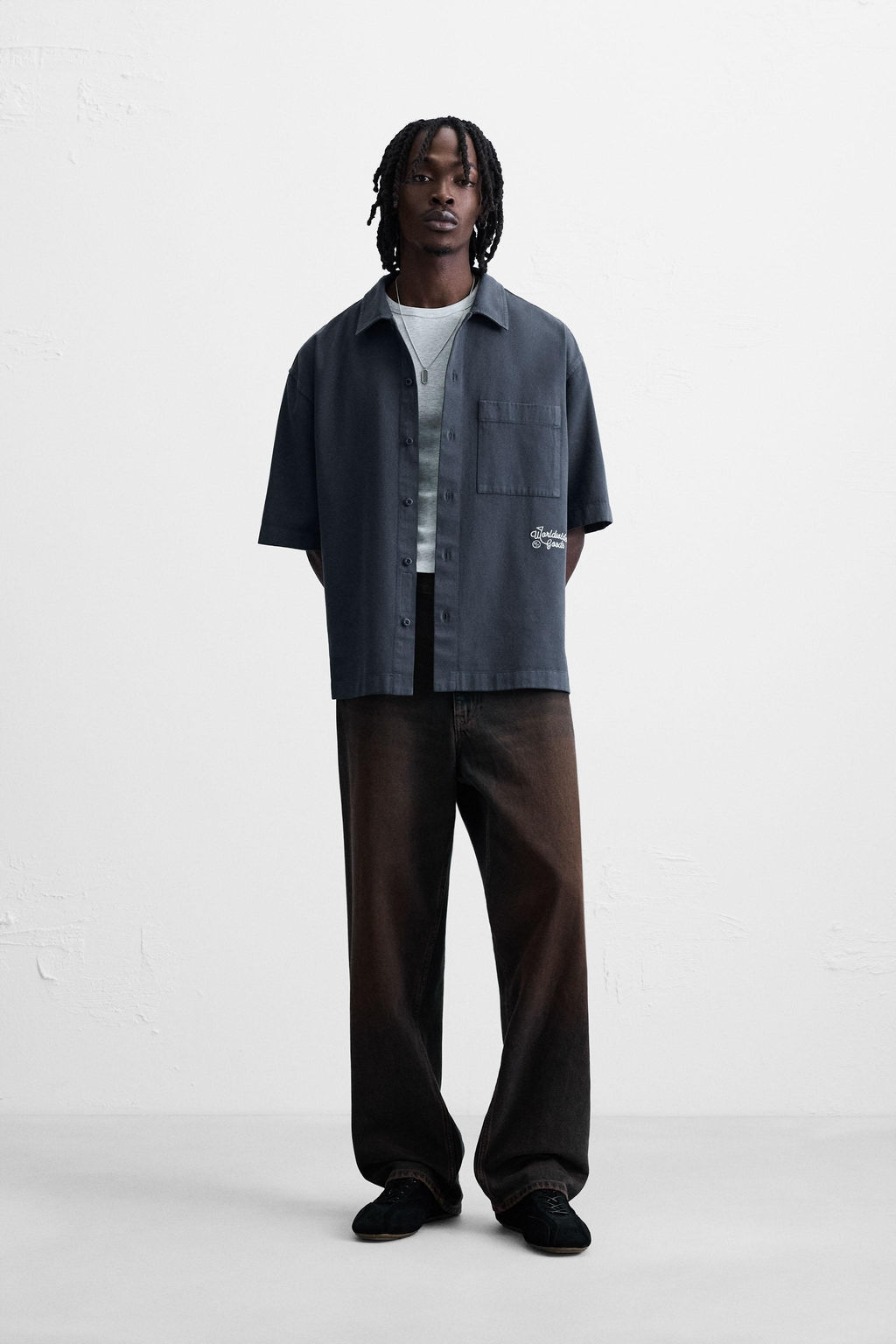 EMBROIDERED TEXTURED OVERSHIRT