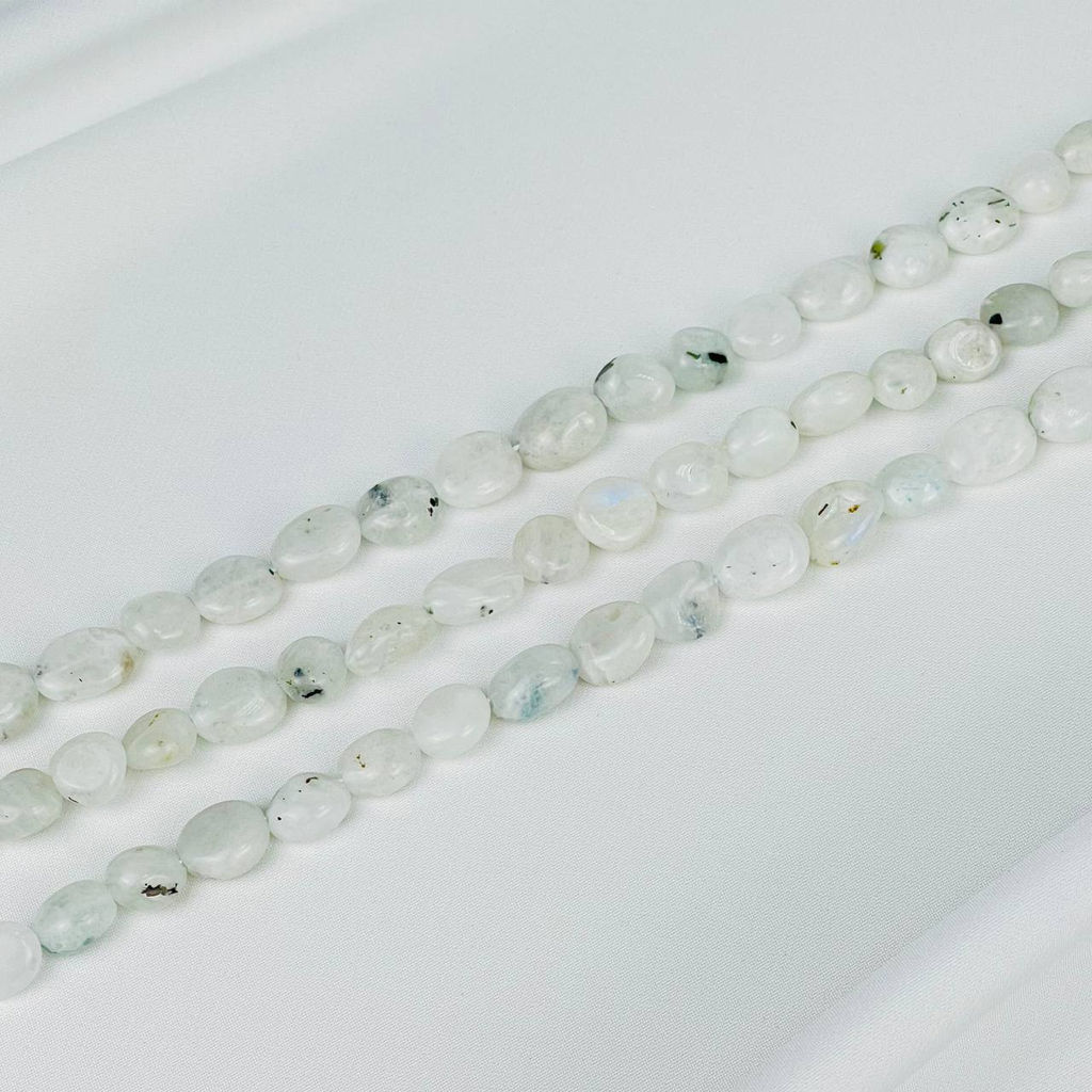 Бусины для украшений из Лунного камня с вкл. Турмалина (галтовка) 40 см