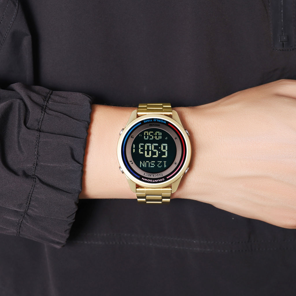 Часы наручные Skmei мужские электронные спортивные 2412gold-steel