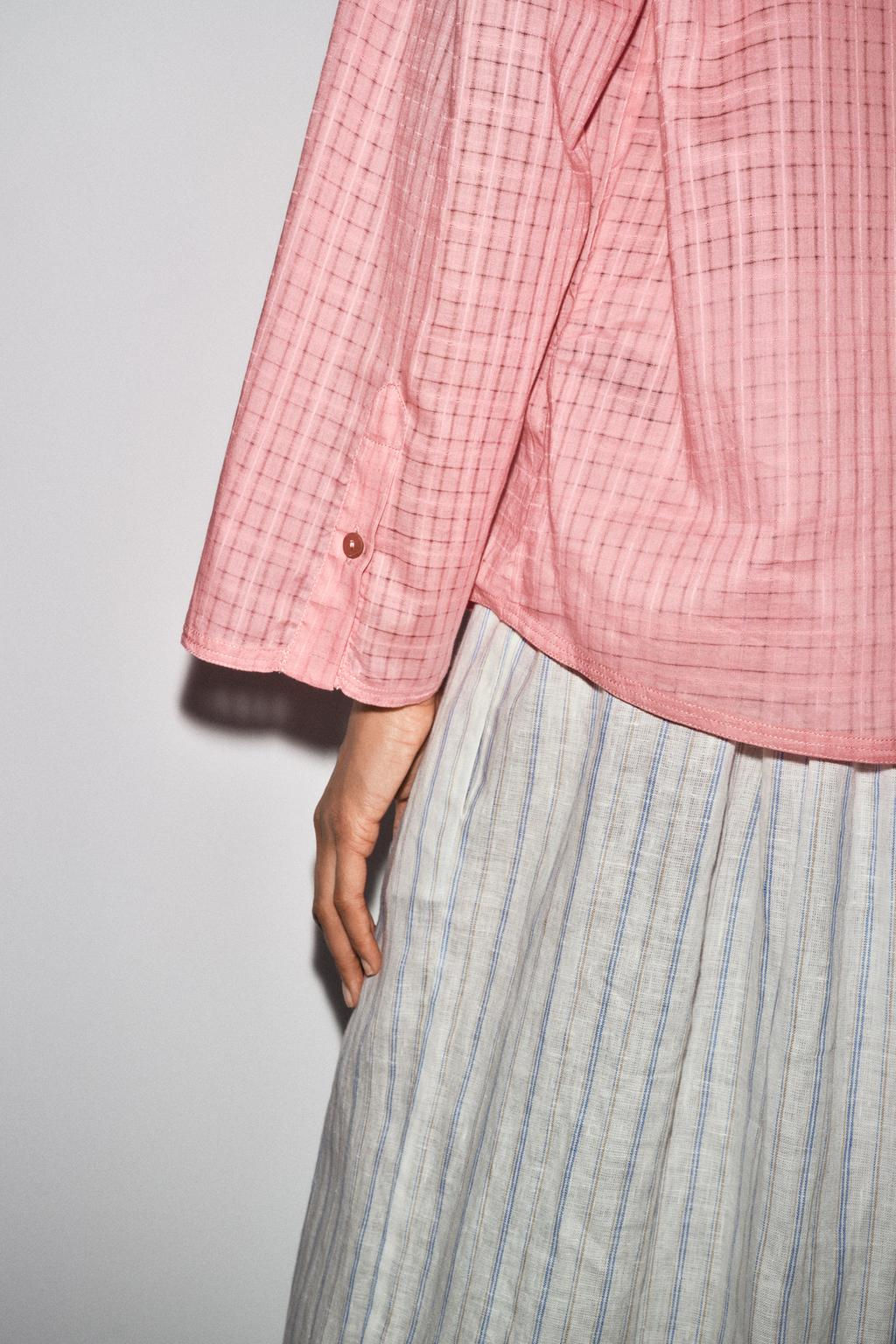 ZW COLLECTION CHECK PYJAMA SHIRT - Zara фото 6
