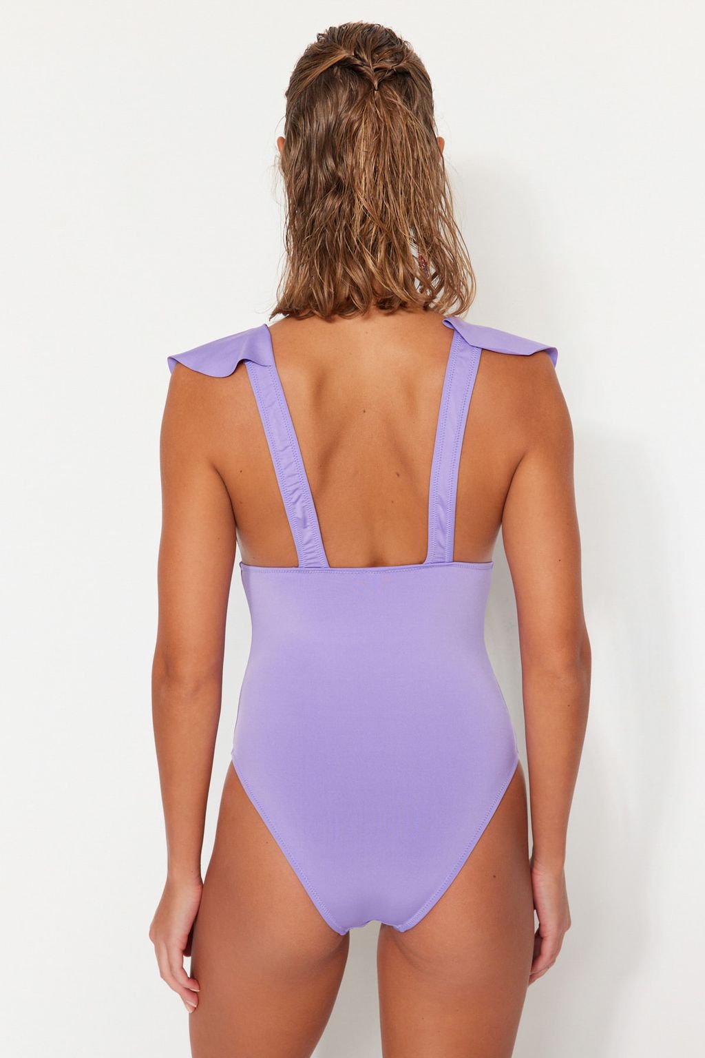 Lila Derin Dekolteli Volanl? Normal Paca Mayo TBESS23MA00279