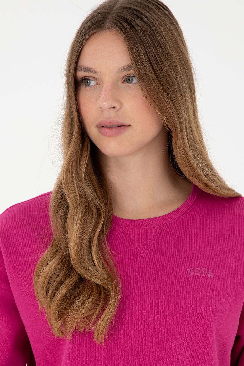 Женский базовый свитшот с круглым вырезом цвета фуксии - U.s. polo assn фото 16