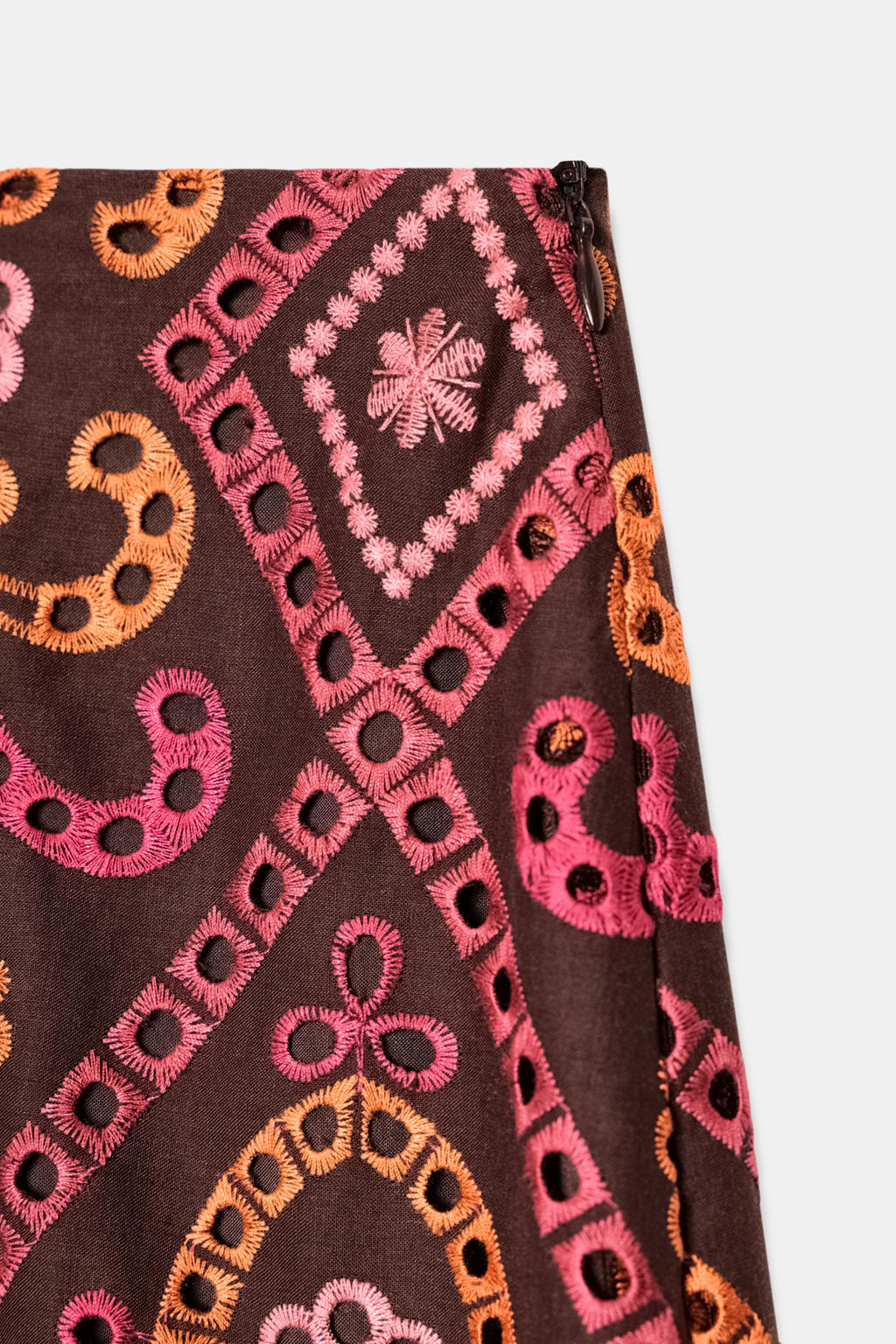 FALDA MIDI BORDADOS PERFORADOS / Multicolor - Zara фото 9