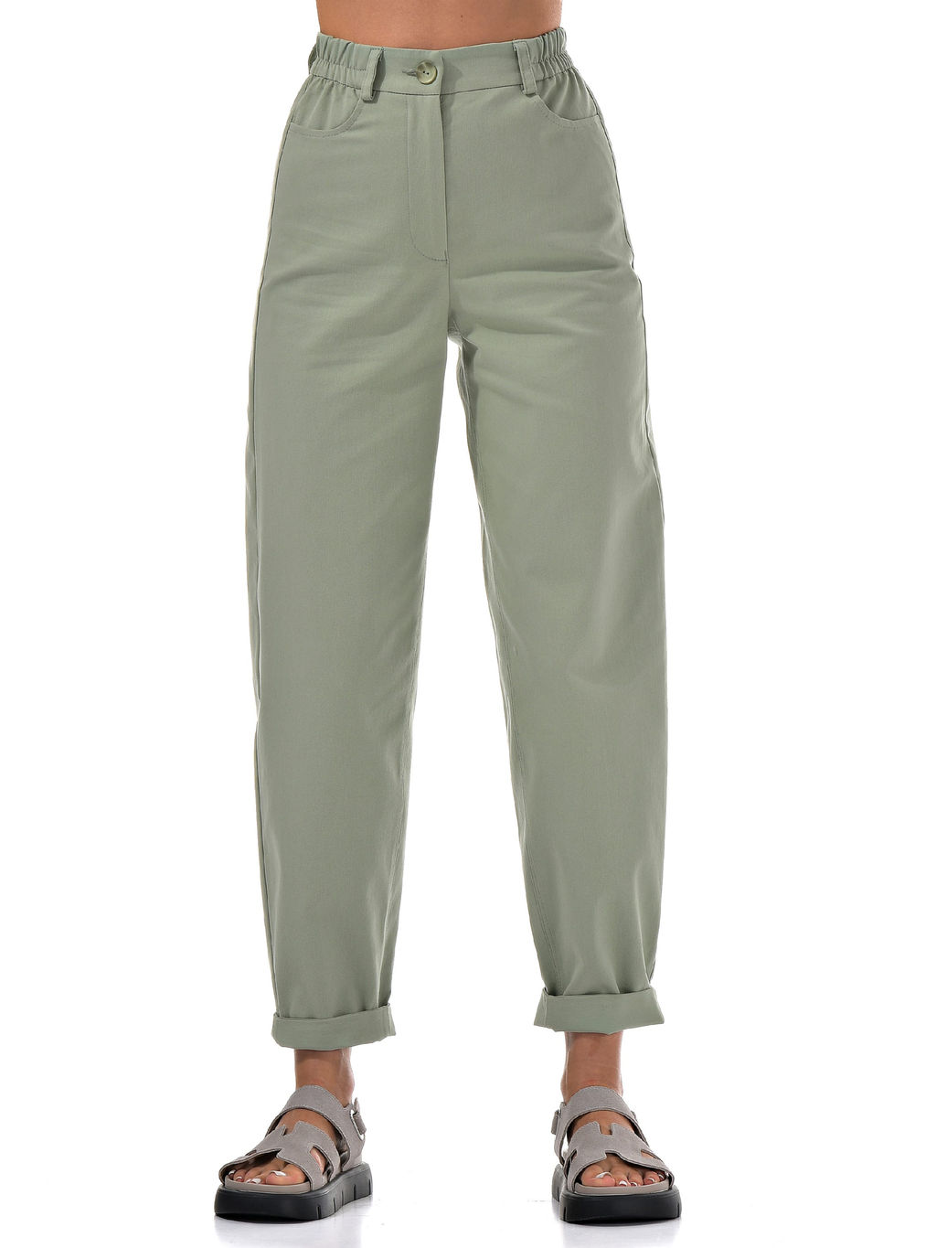 Хлопковые деним брюки ЦВЕТ КРАСНЫЙ! - А+б коллекция фото 8