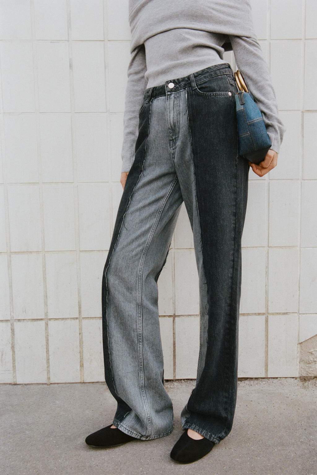 Z1975 WIDE-LEG HIGH-WAIST COMBINED JEANS - Zara фото 6