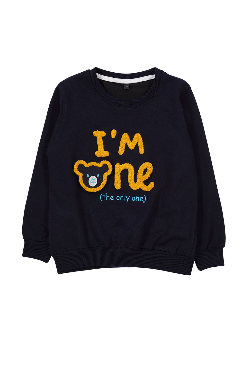 Lacivert Erkek Cocuk Mevsimlik-Ince Ay?c?k Desenli Orme Sweatshirt TKDAW25SW00007