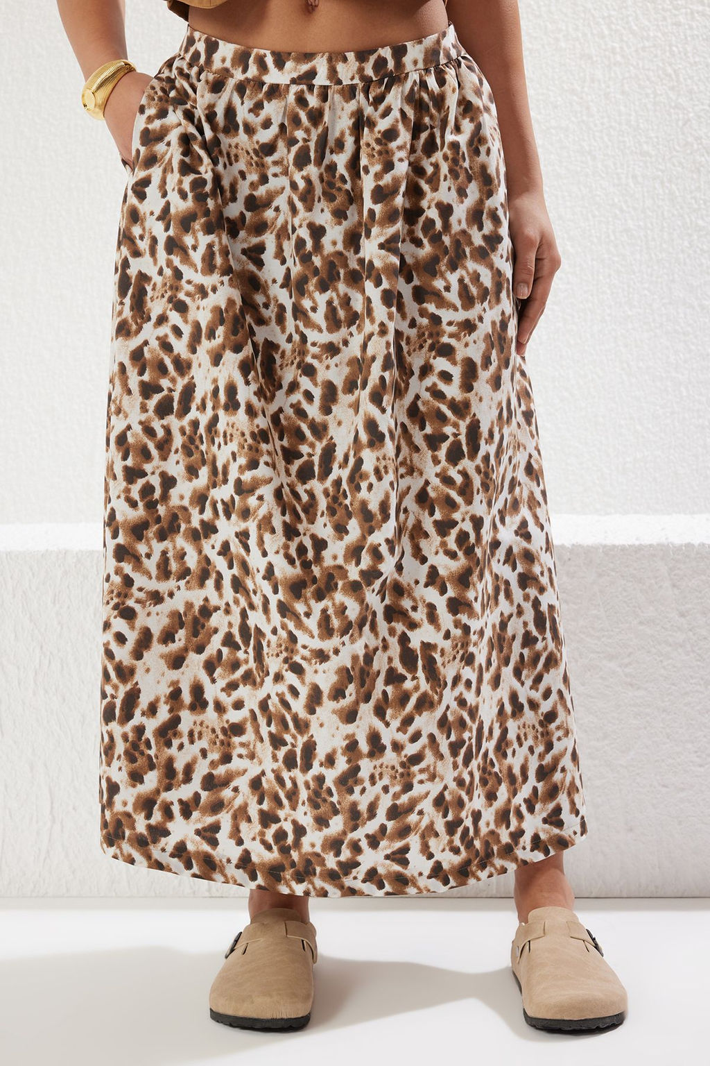 TRENDYOLMILLA Cok Renkli Animal Leopar Desenli A-line Maxi Boy Dokuma Etek TWOSS25ET00045 фото 4