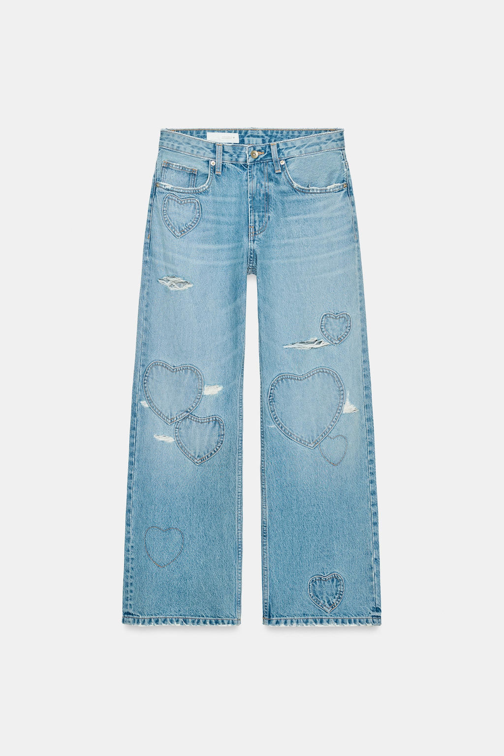 TRF MID-WAIST BOYFRIEND JEANS WITH HEARTS - Zara фото 10