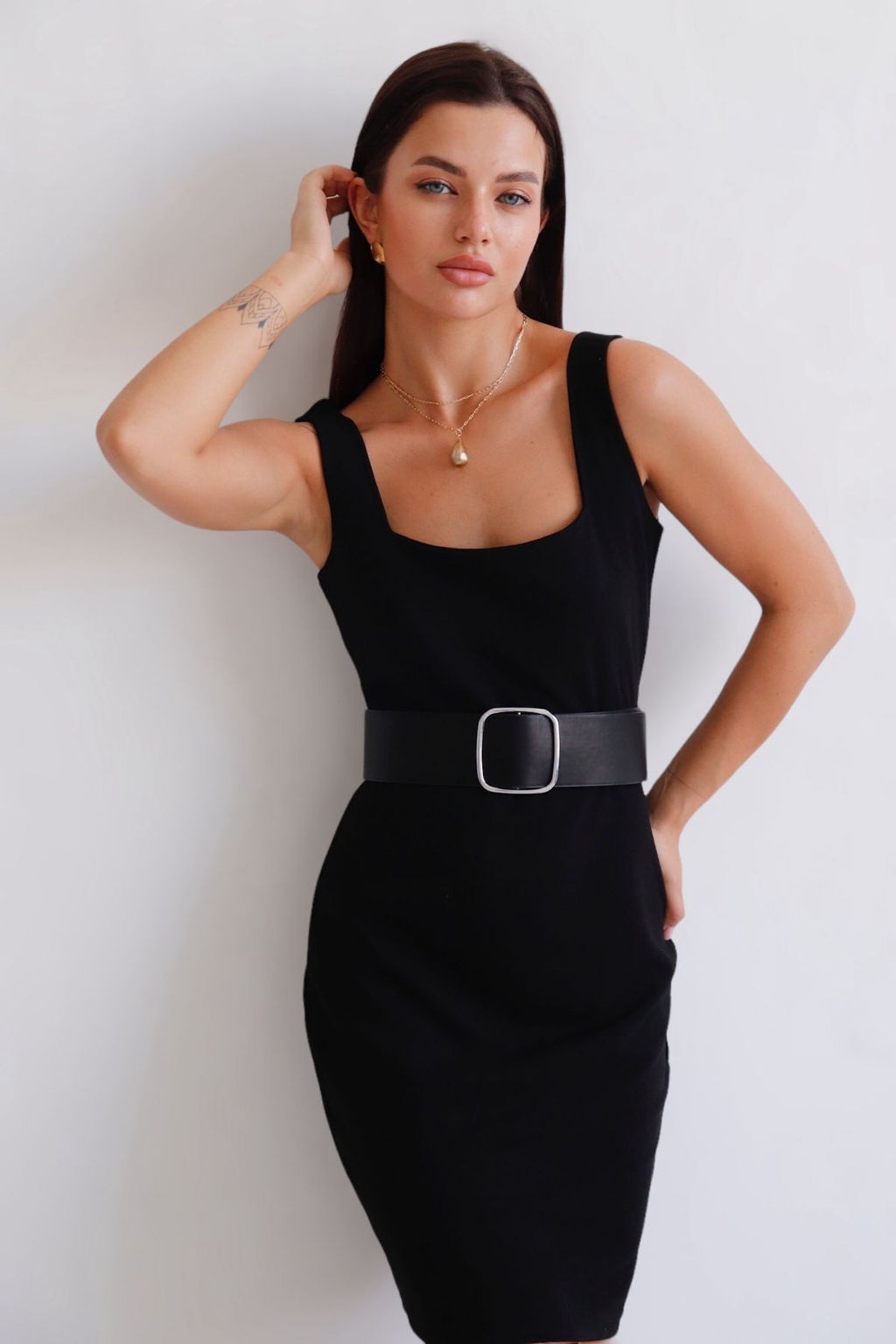 Платье с вырезом каре чёрное - Martichelli фото 9