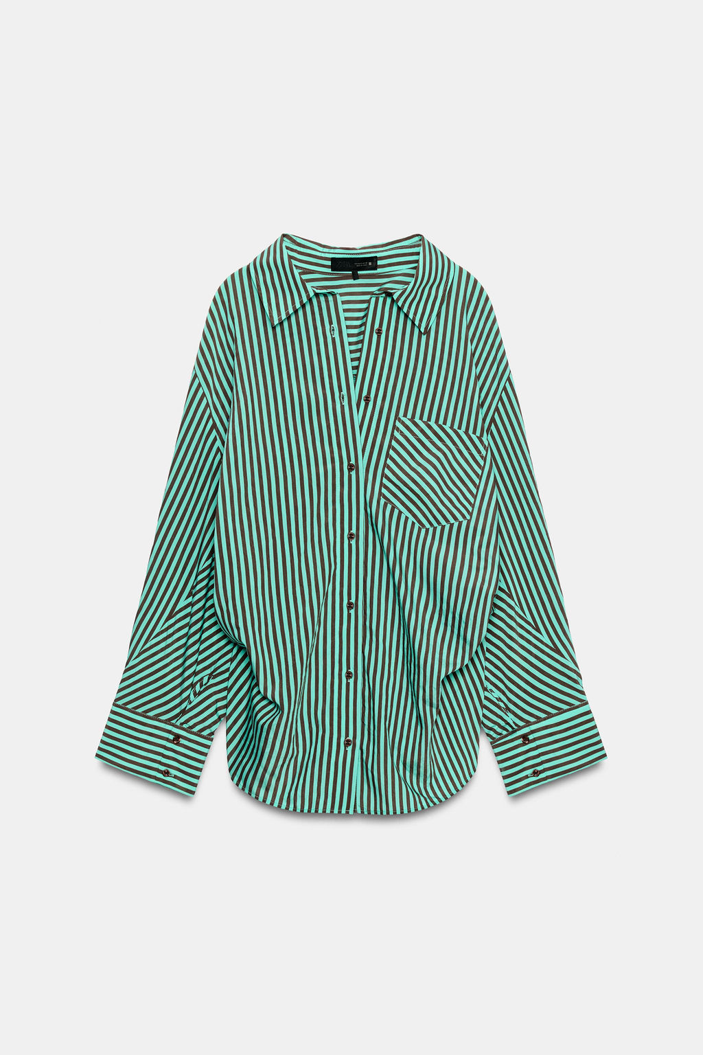 CAMISA OVERSIZE RAYAS / verde lavado