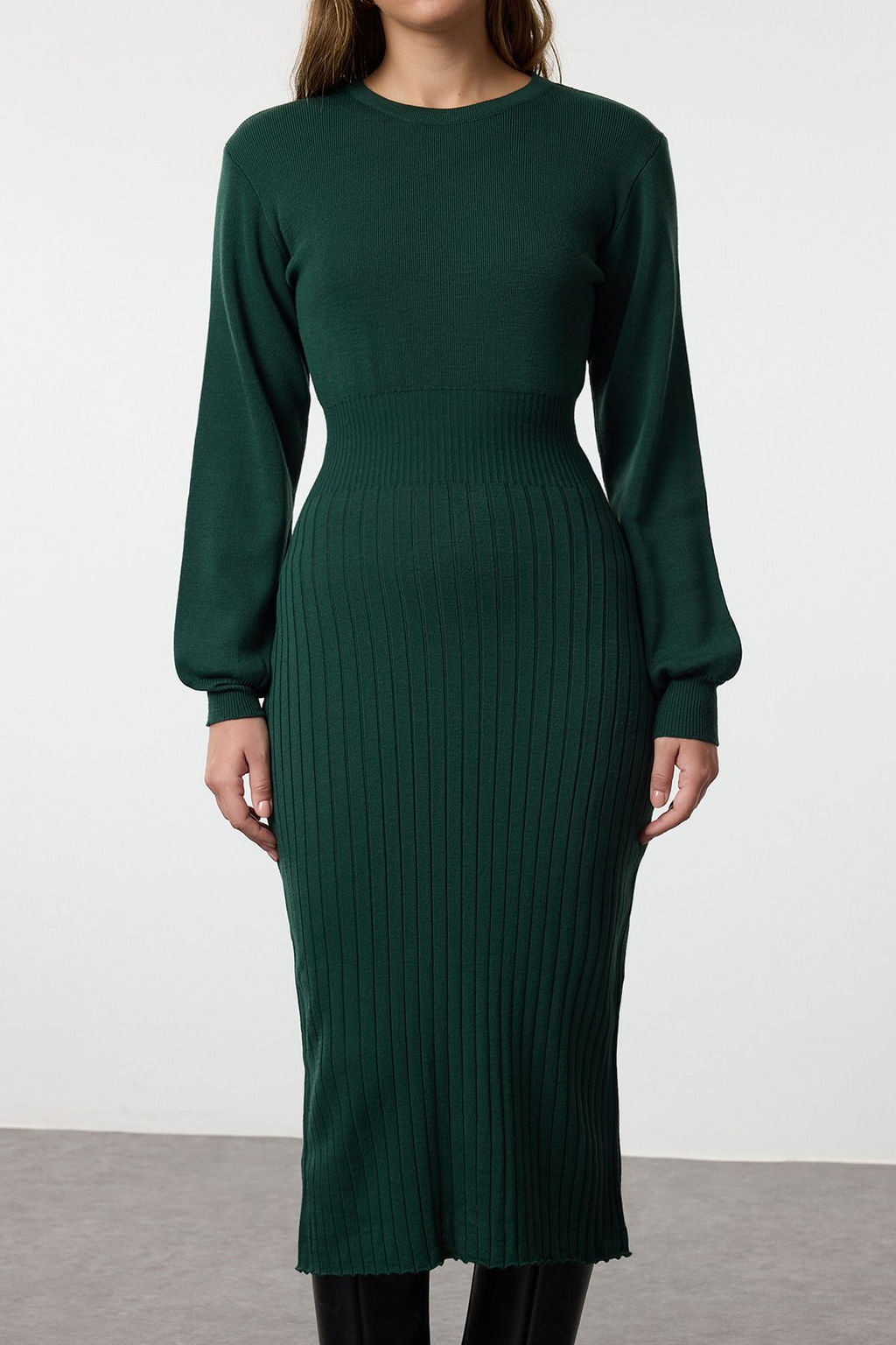 TRENDYOLMILLA Siyah Midi Triko A-Line Formda Elbise TWOAW25EL00023  фото 4