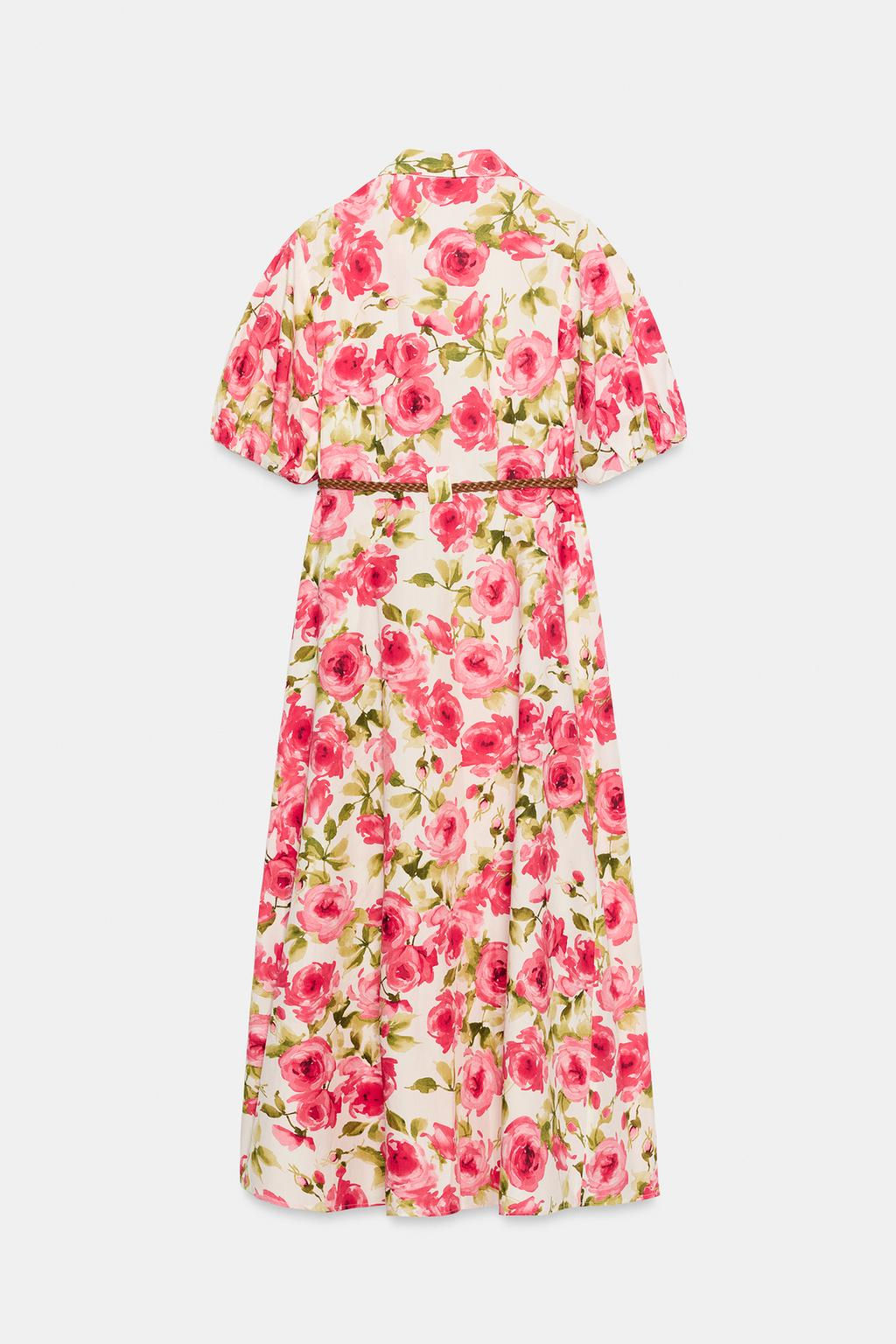 FLORAL PRINT MIDI DRESS WITH BELT - Zara фото 9