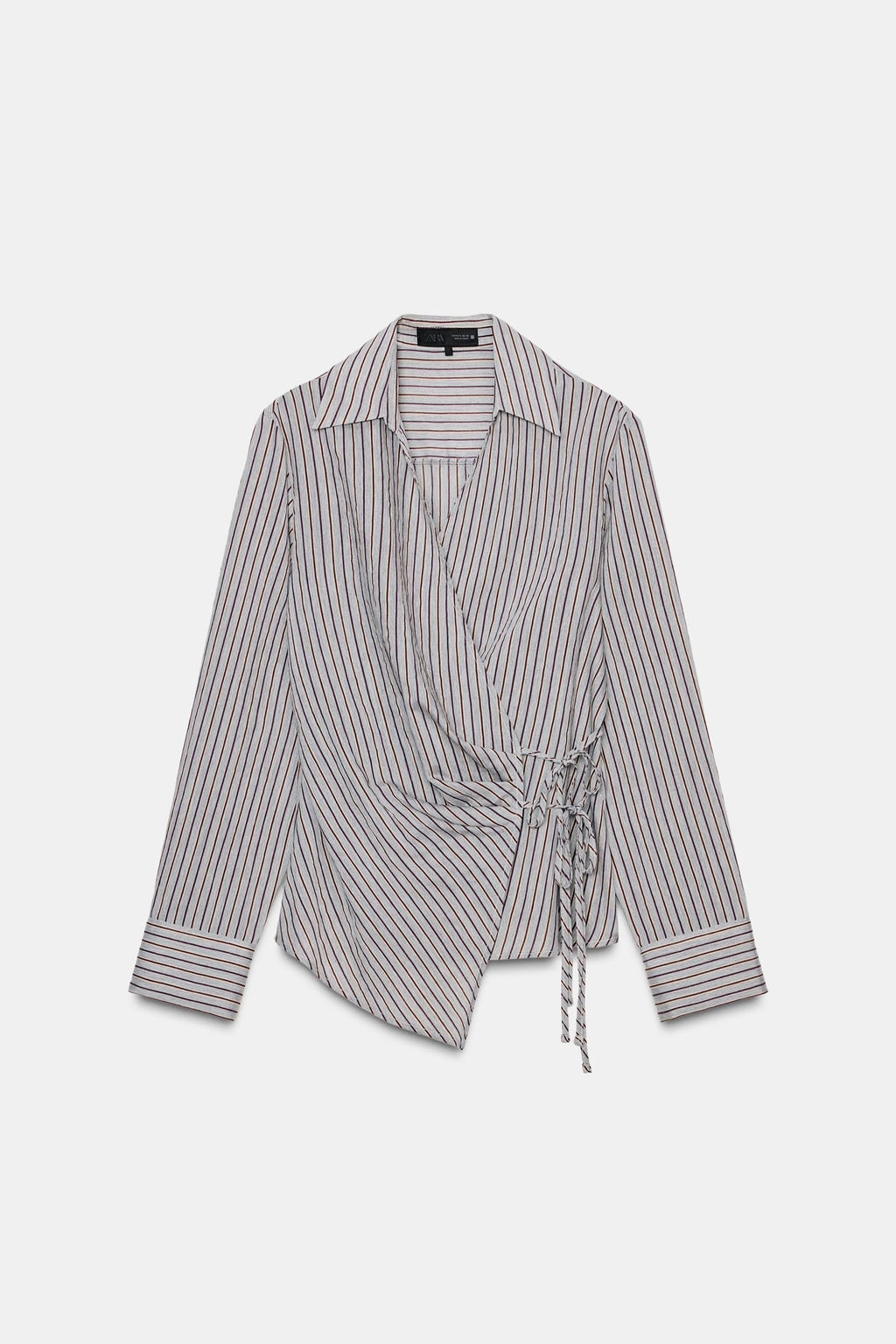 STRIPED WRAP SHIRT WITH BOW - Zara фото 7