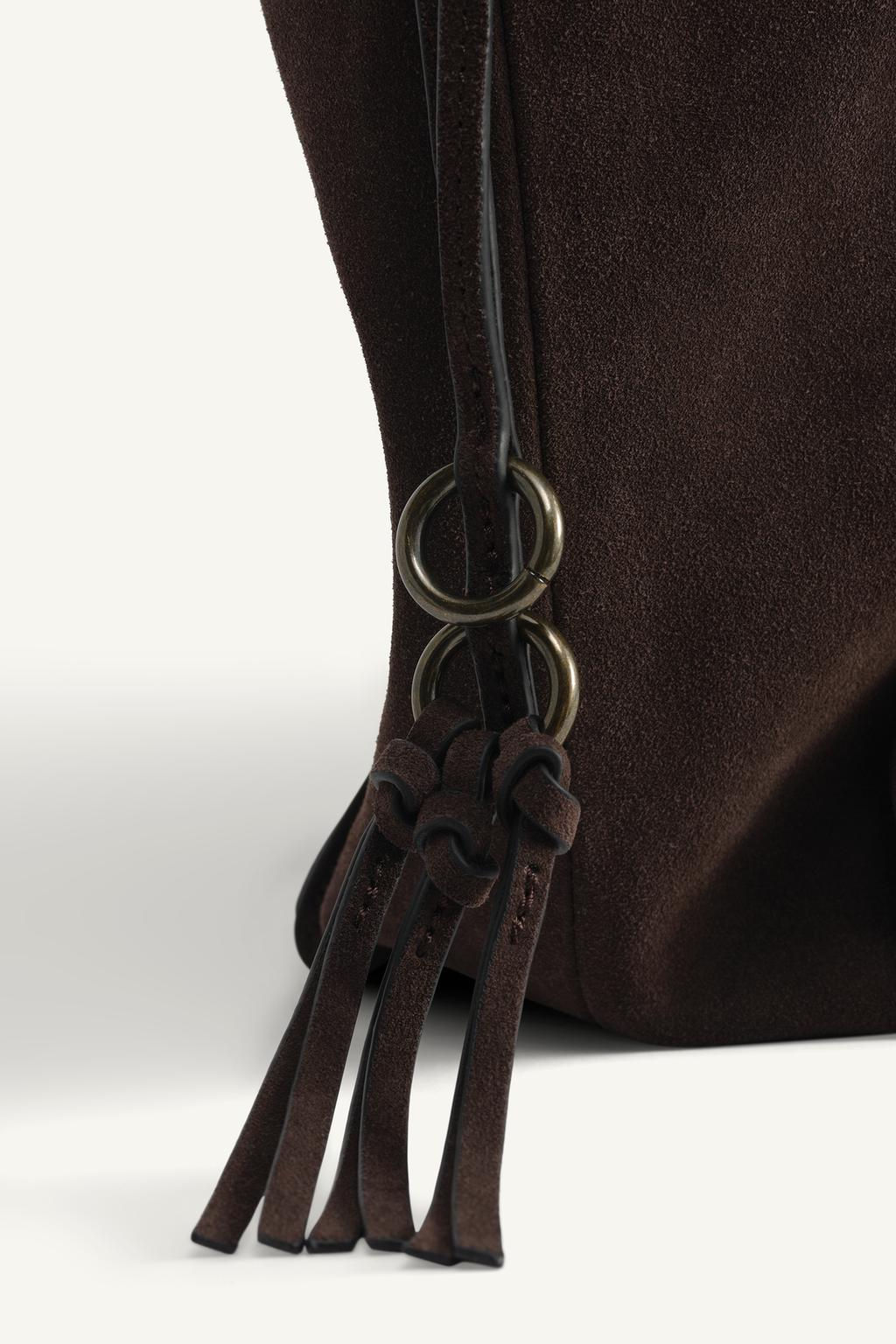 LIMITED EDITION SPLIT SUEDE STUDDED CITY BAG - Zara фото 8