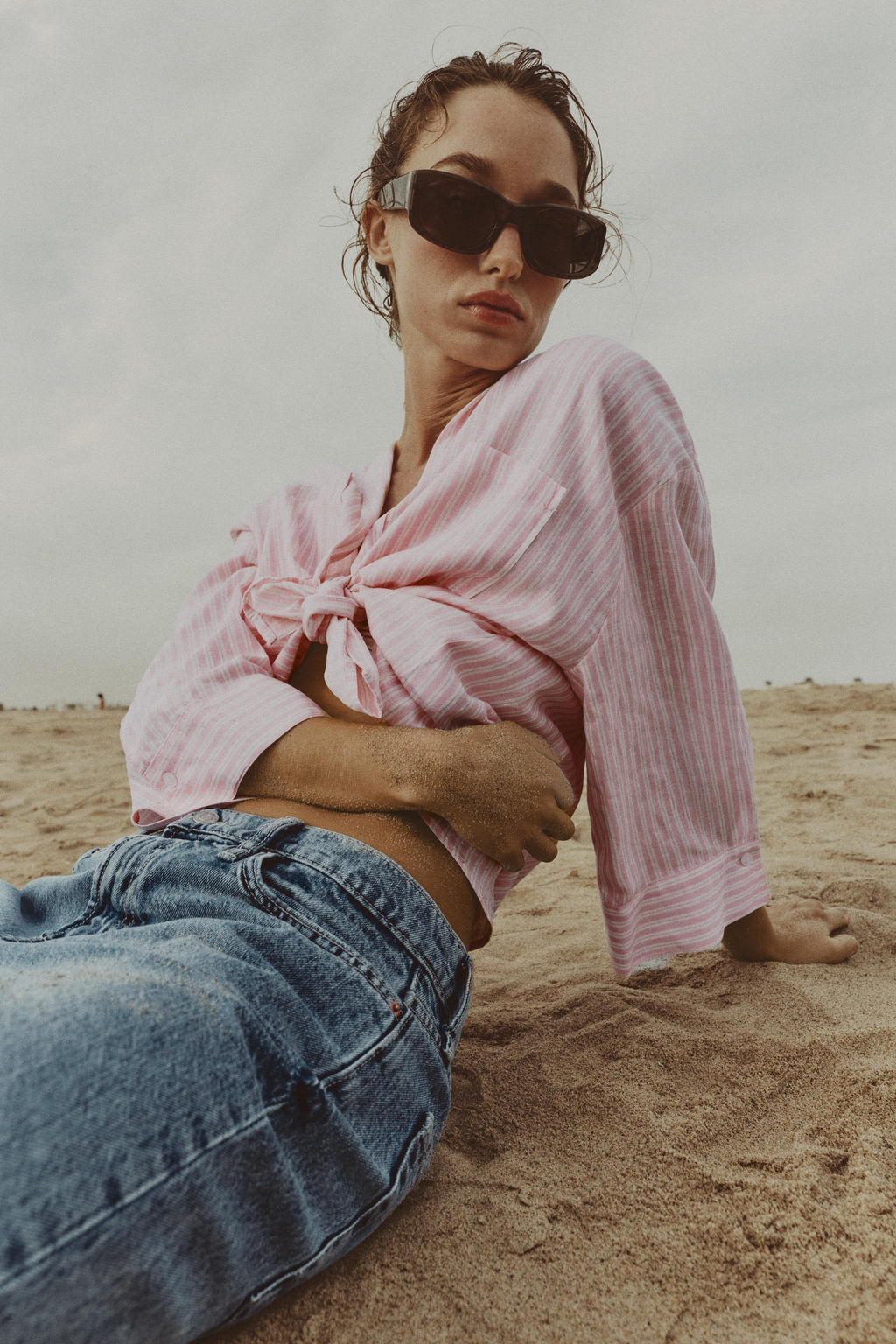 CAMISA FLUIDA CON LINO / Rosa / Blanco - Zara фото 12
