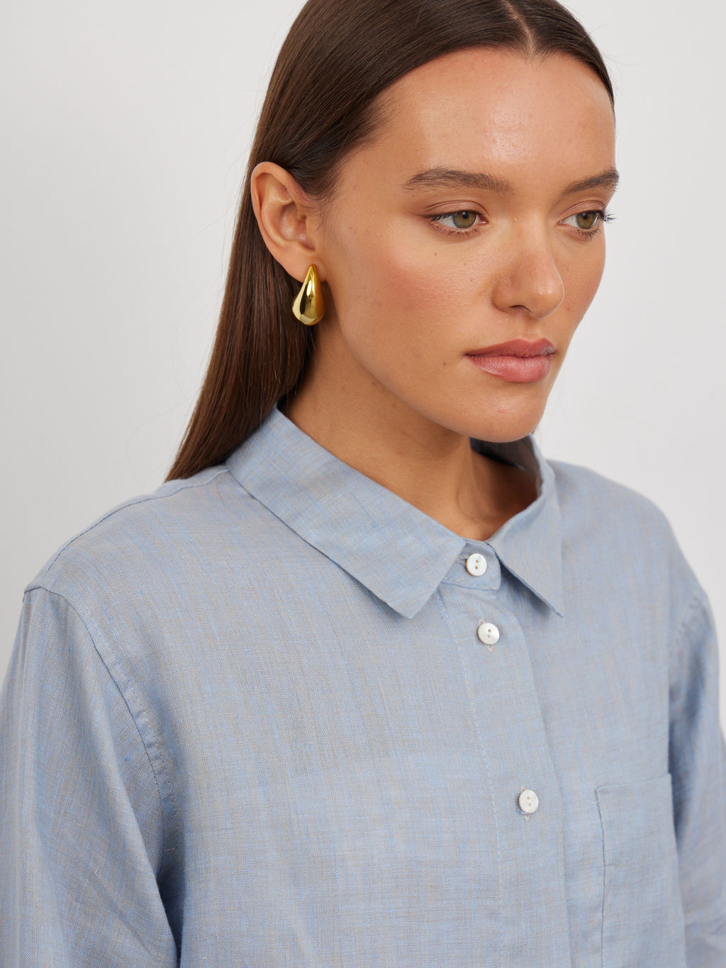 Рубашка короткая S021_BBMNG/Бежево-голубой меланж - YPSILON фото 4