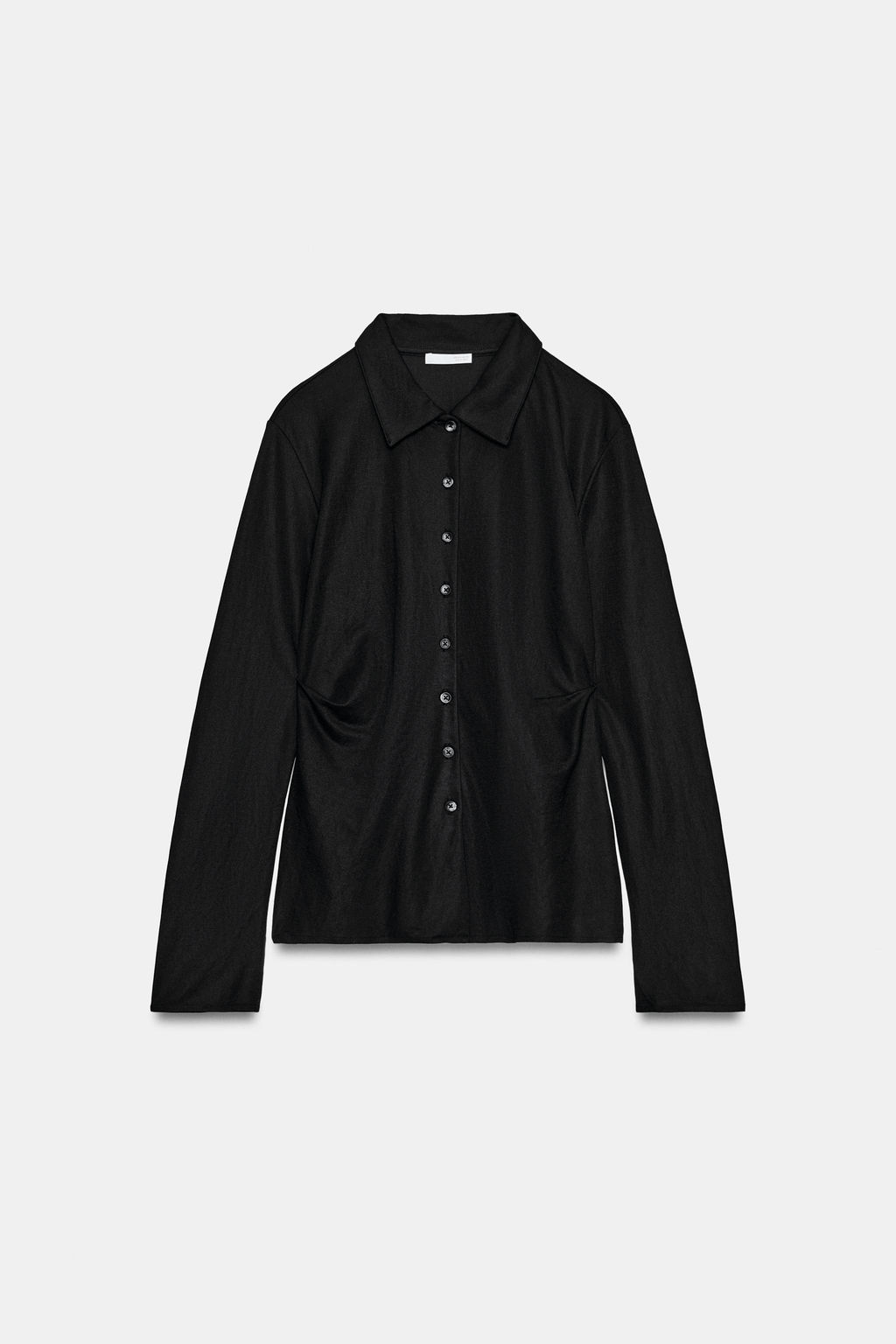CAMISETA PLIEGUES BOTONES / Negro - Zara фото 5