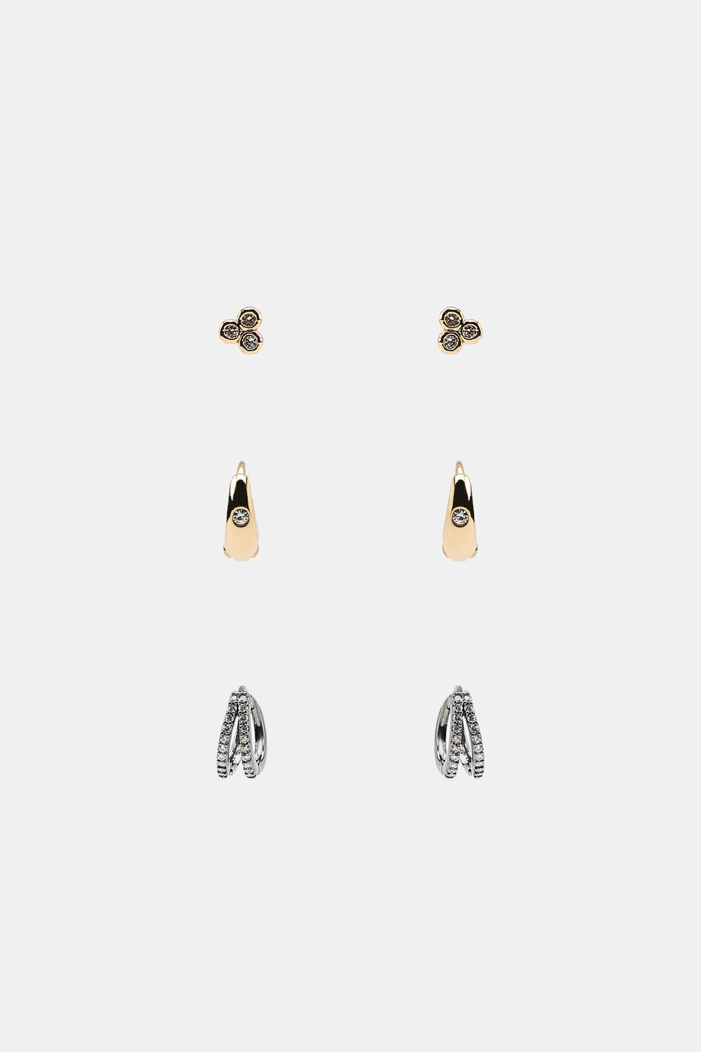 PACK MINI PENDIENTES AROS BRILLOS / Dorado - Zara фото 4