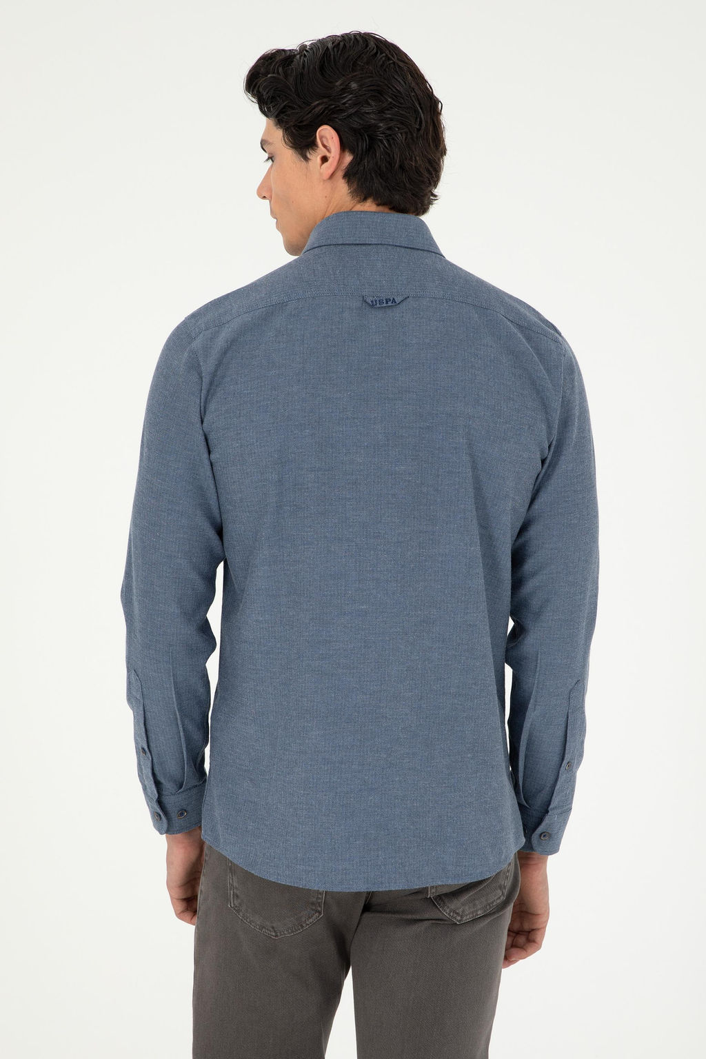 Мужская базовая рубашка цвета индиго с длинным рукавом - U.s. polo assn фото 12
