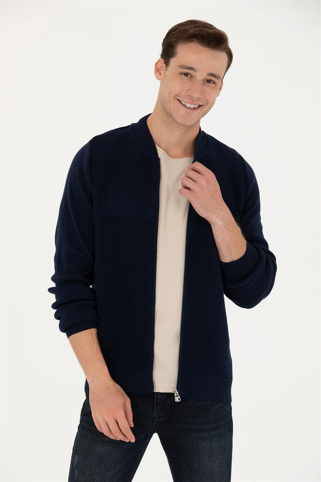U. S. Polo Assn Мужской темно-синий трикотажный кардиган - U.s. polo assn фото 10