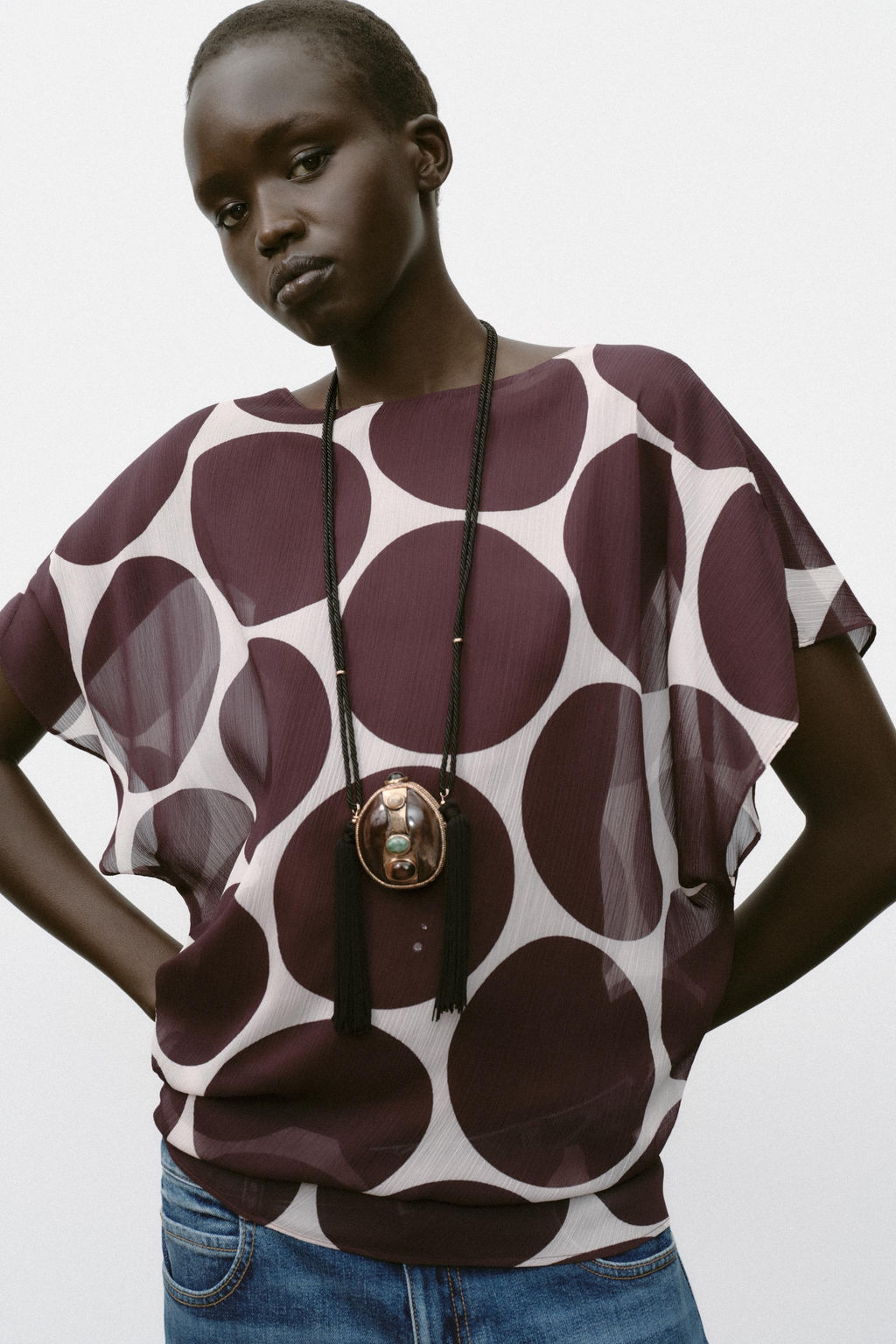 SHEER POLKA DOT TOP - Zara фото 12