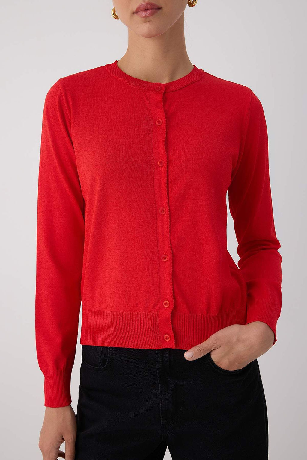 Wardrobe Essentials K?rm?z? Premium Iplik Merserize Gorunum Bisiklet Yaka Triko H?rka|TWOAW26HI00095