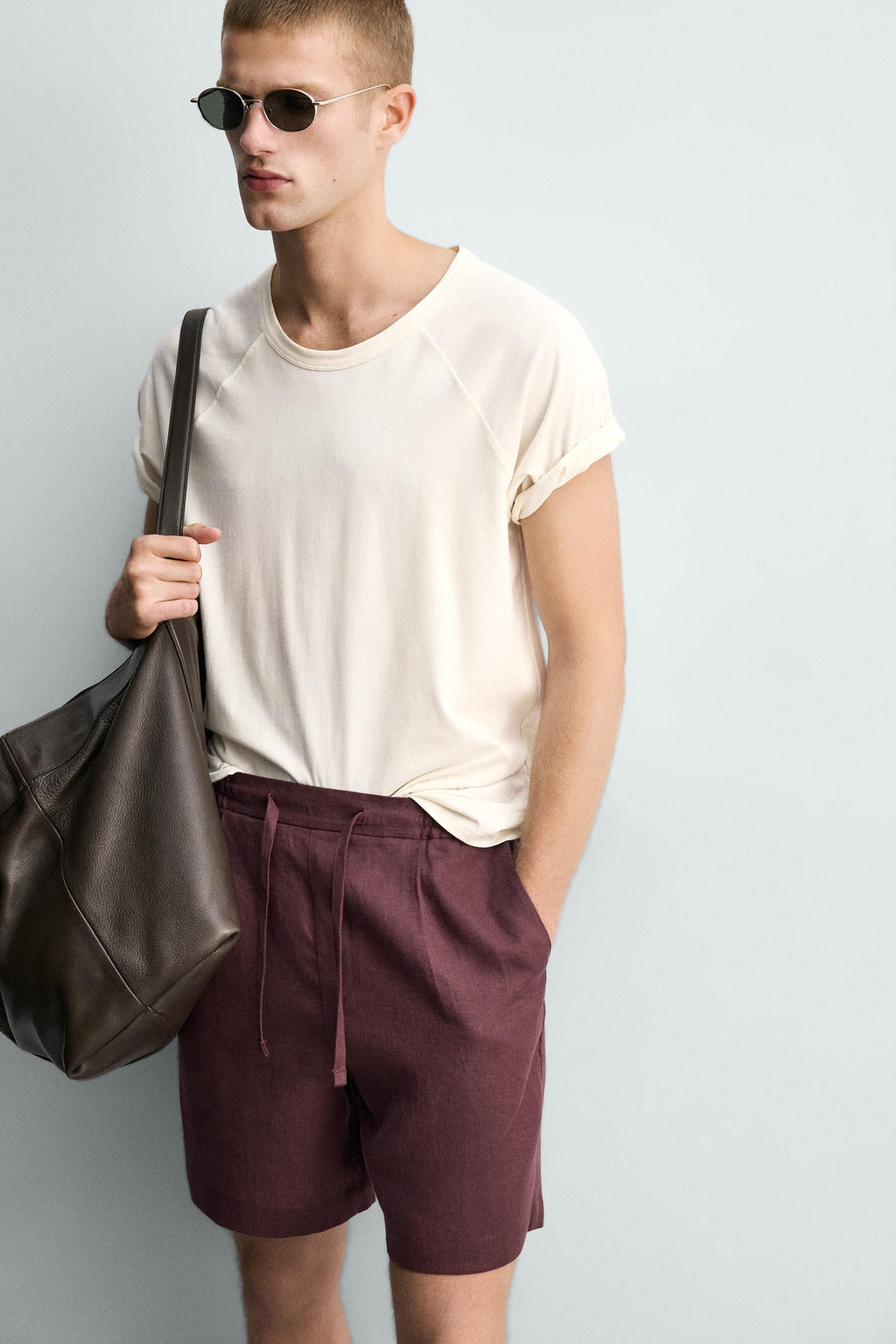 BERMUDA RELAXED FIT 100% LINO / Burdeos - Zara фото 5